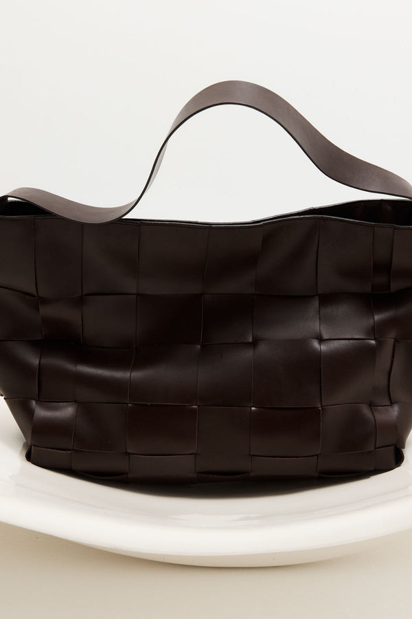 Woven Large Tote - Chocolate