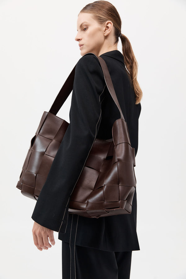 Woven Large Tote - Chocolate