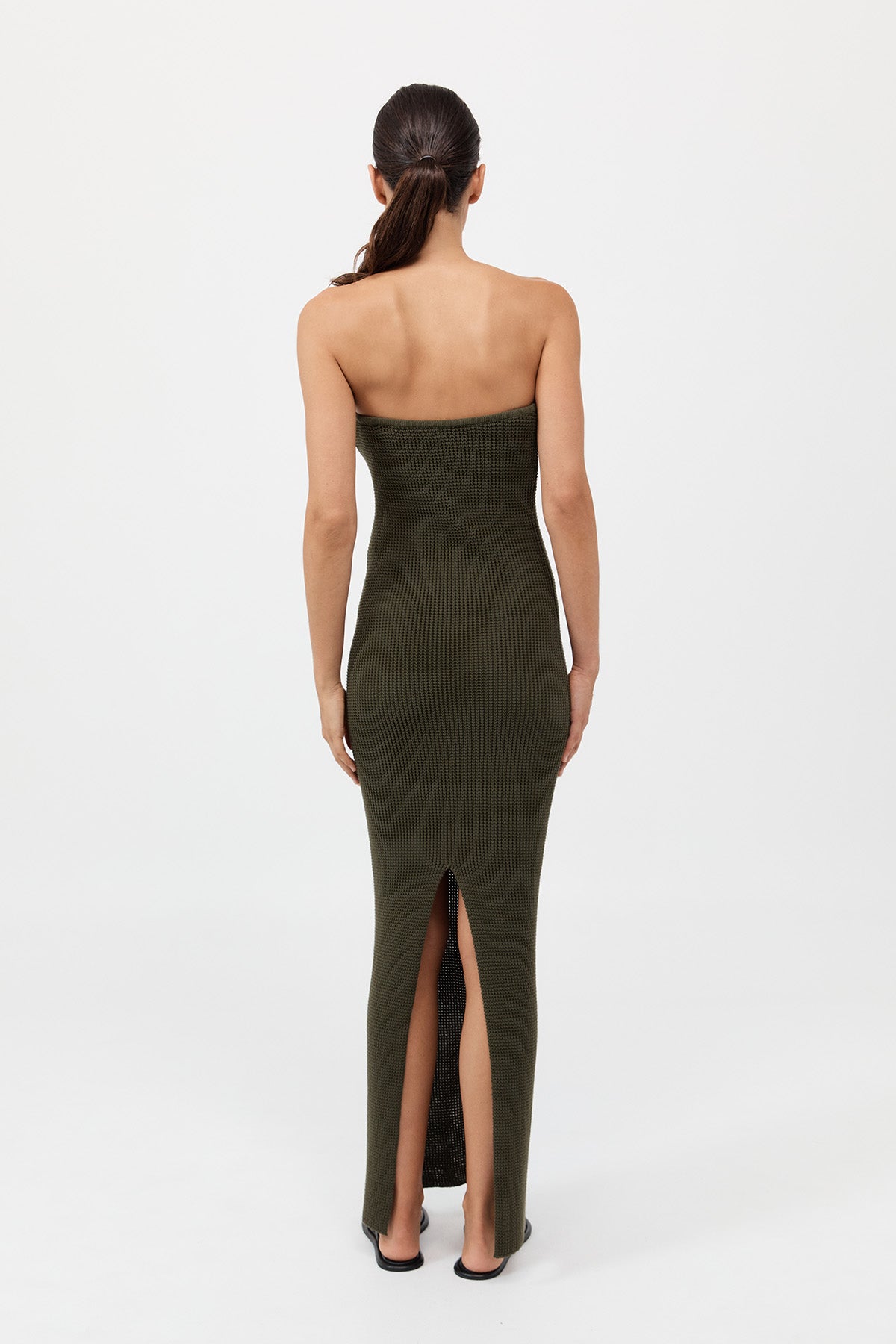 Textured Knit Column Dress - Khaki