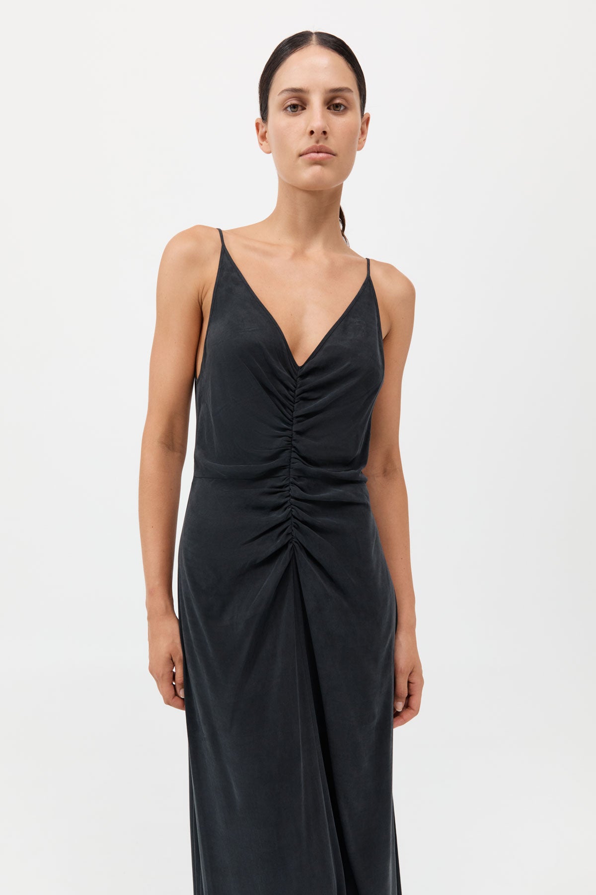 Gathered Tie Dress - Black