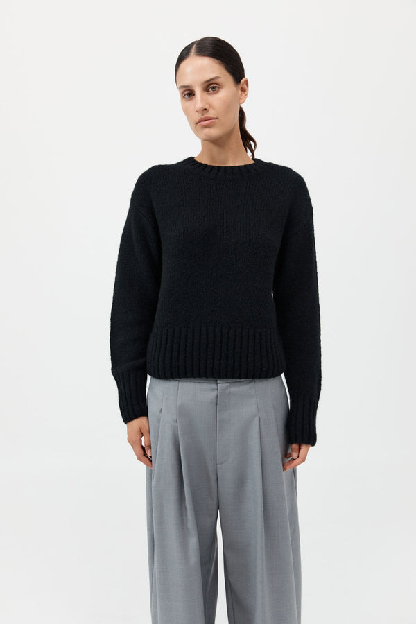 Wool Cashmere Blend Sweater - Black