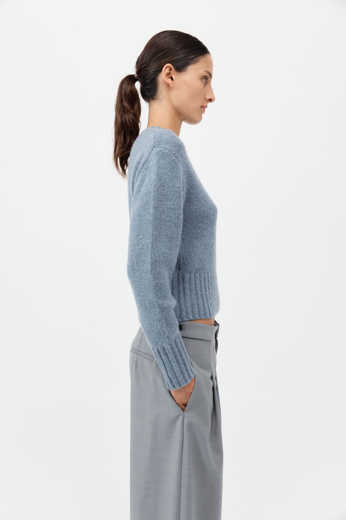 Wool Cashmere Blend Sweater - Soft Blue