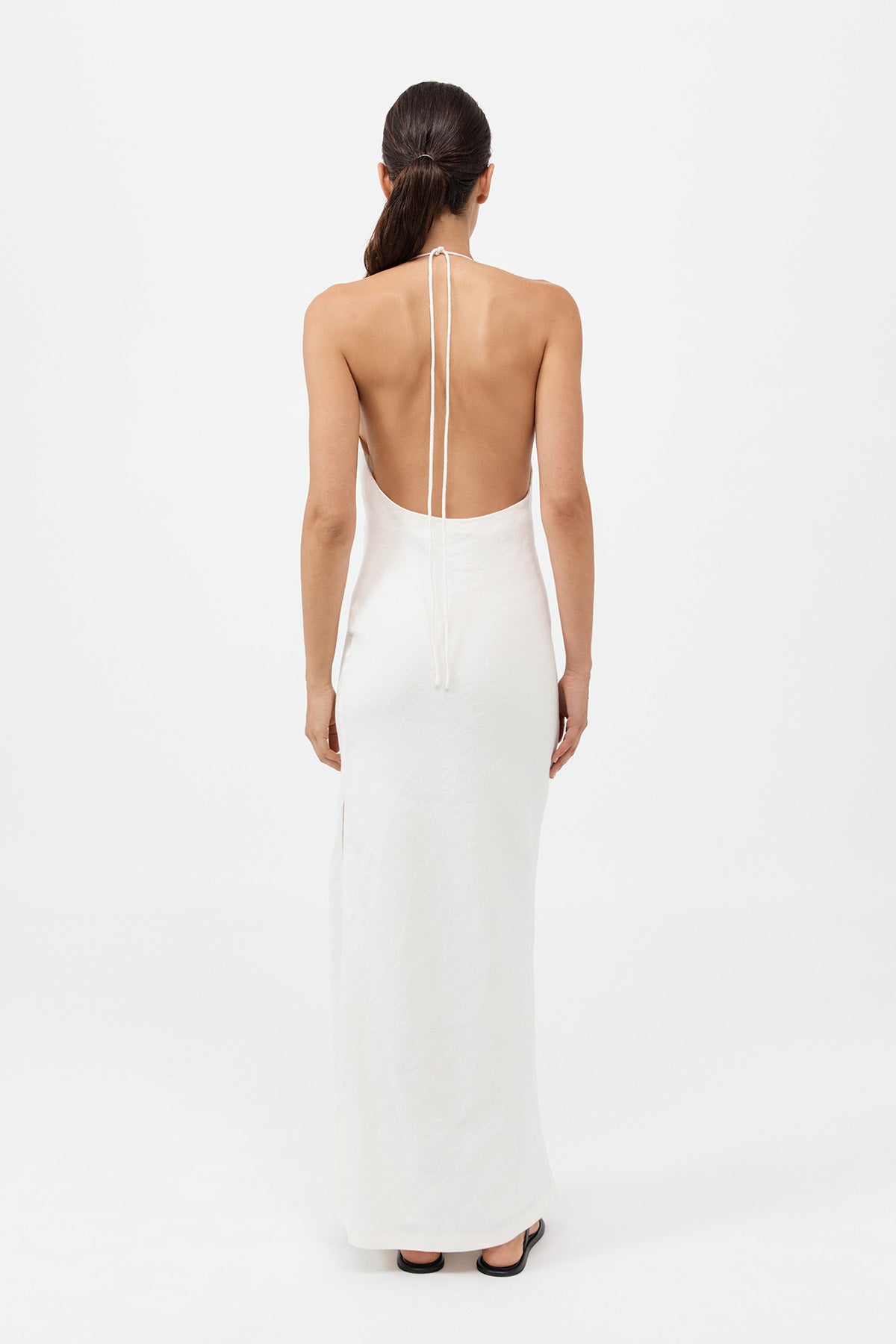 Linen Bias Halter Dress - Ivory