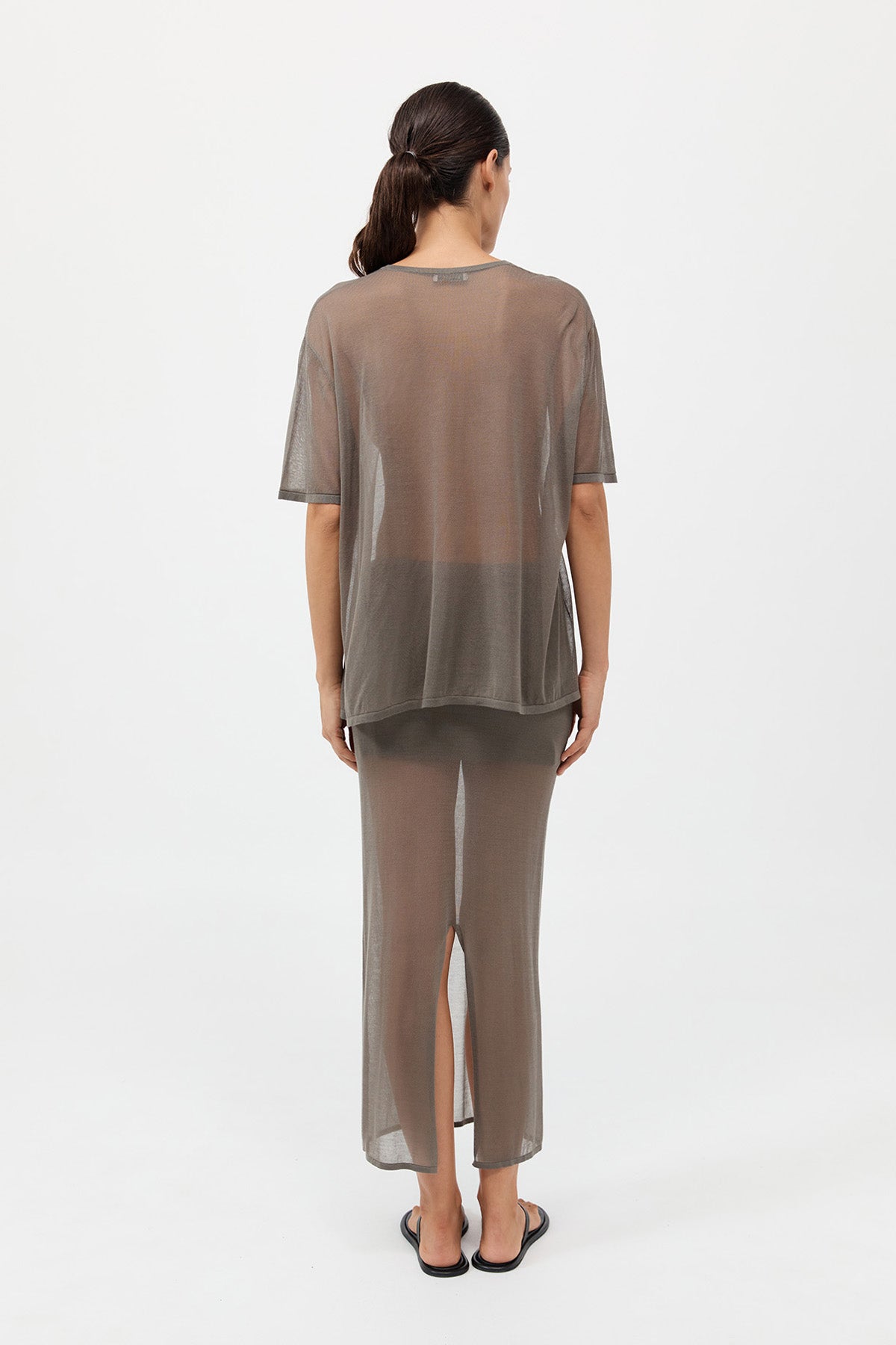 Sheer Oversized Tee - Smokey Olive