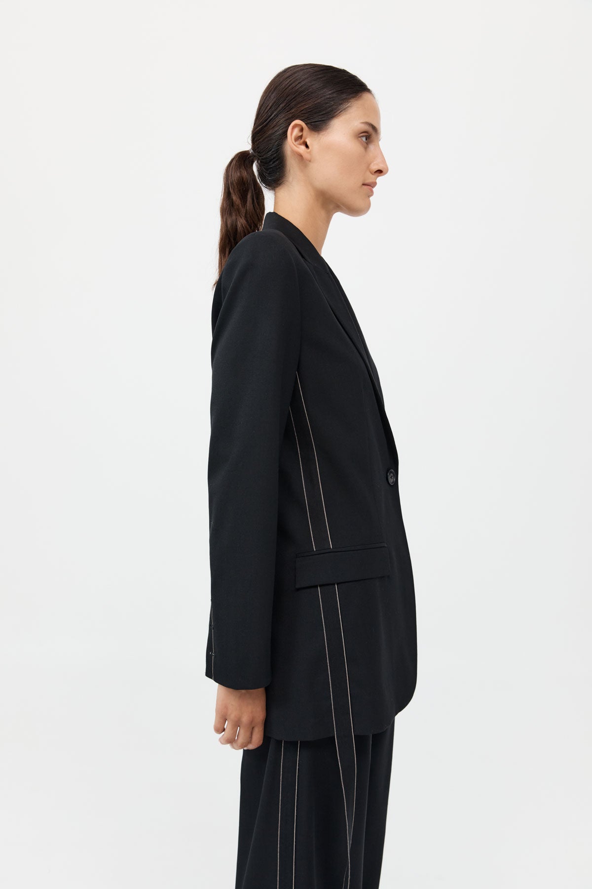 Side Stripe Blazer - Black