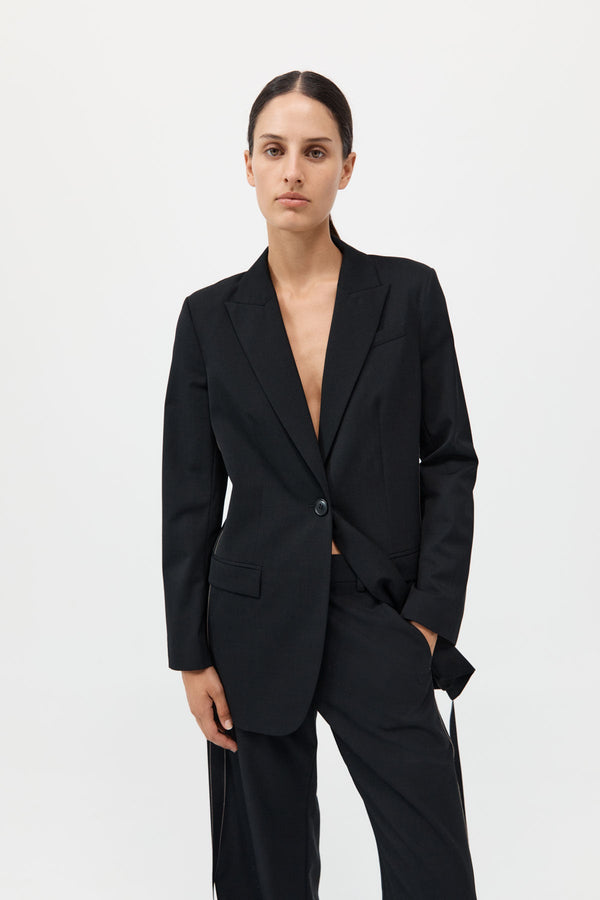 Side Stripe Blazer - Black