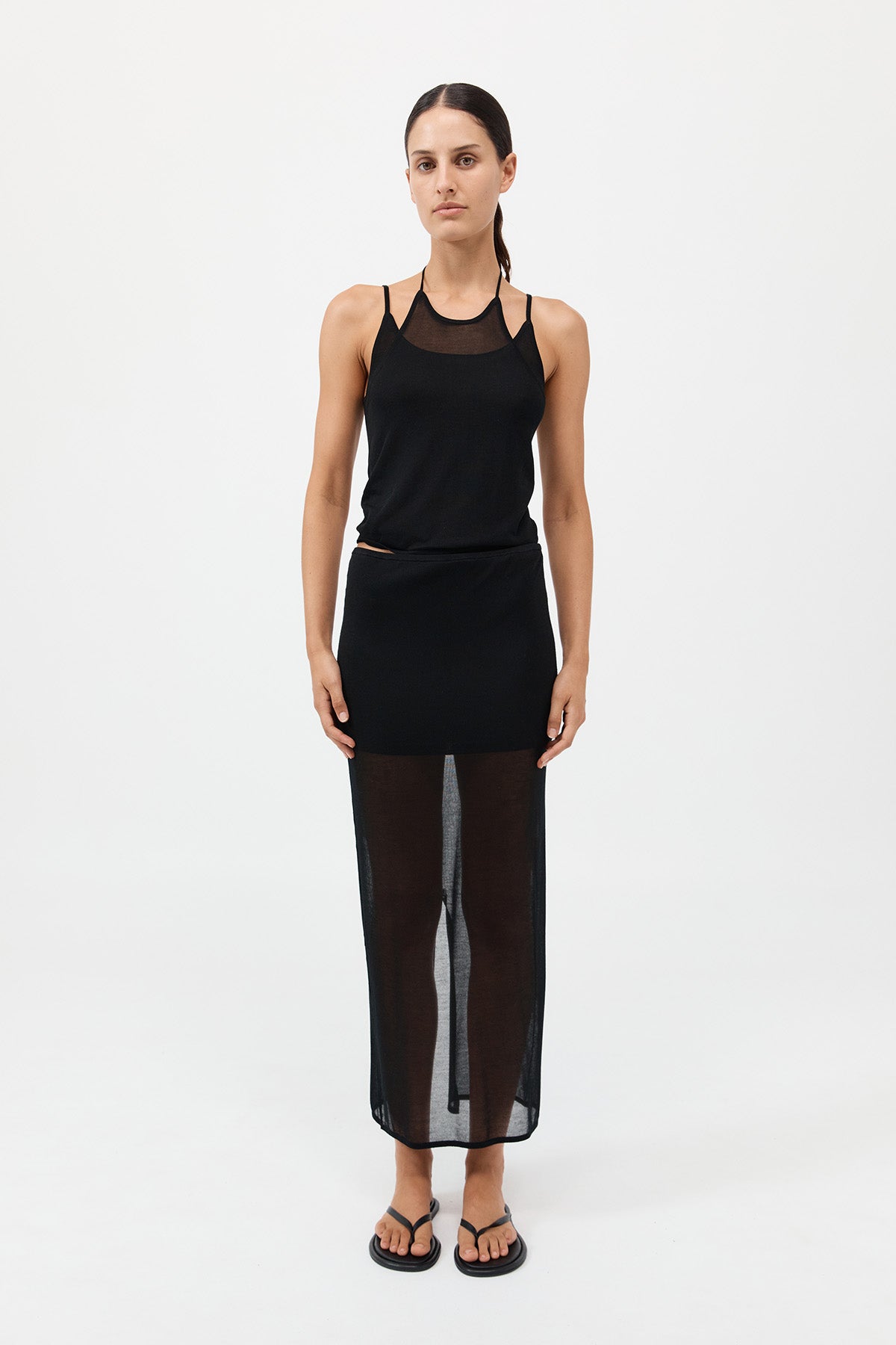 Sheer Column Skirt - Black