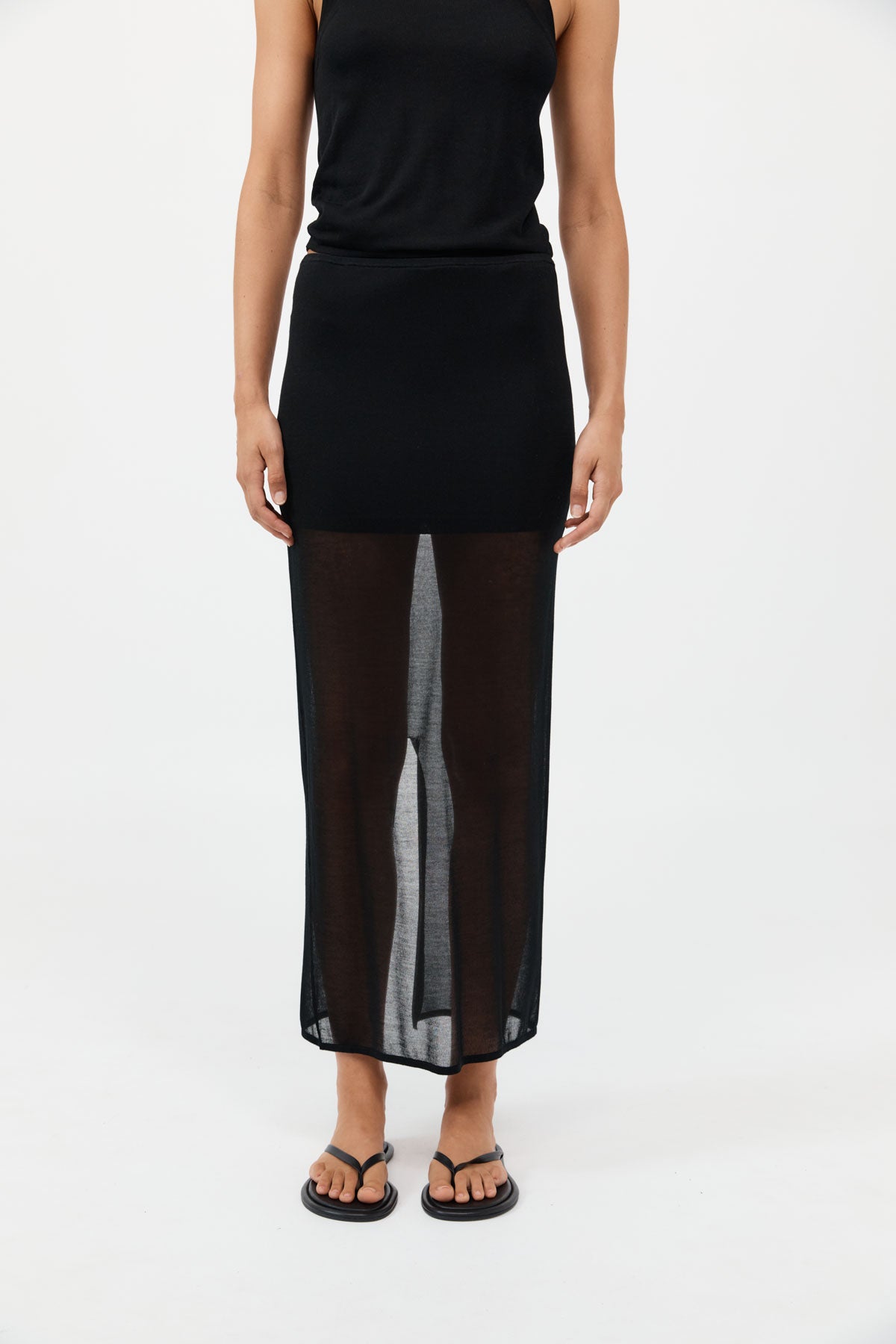 Sheer Column Skirt - Black