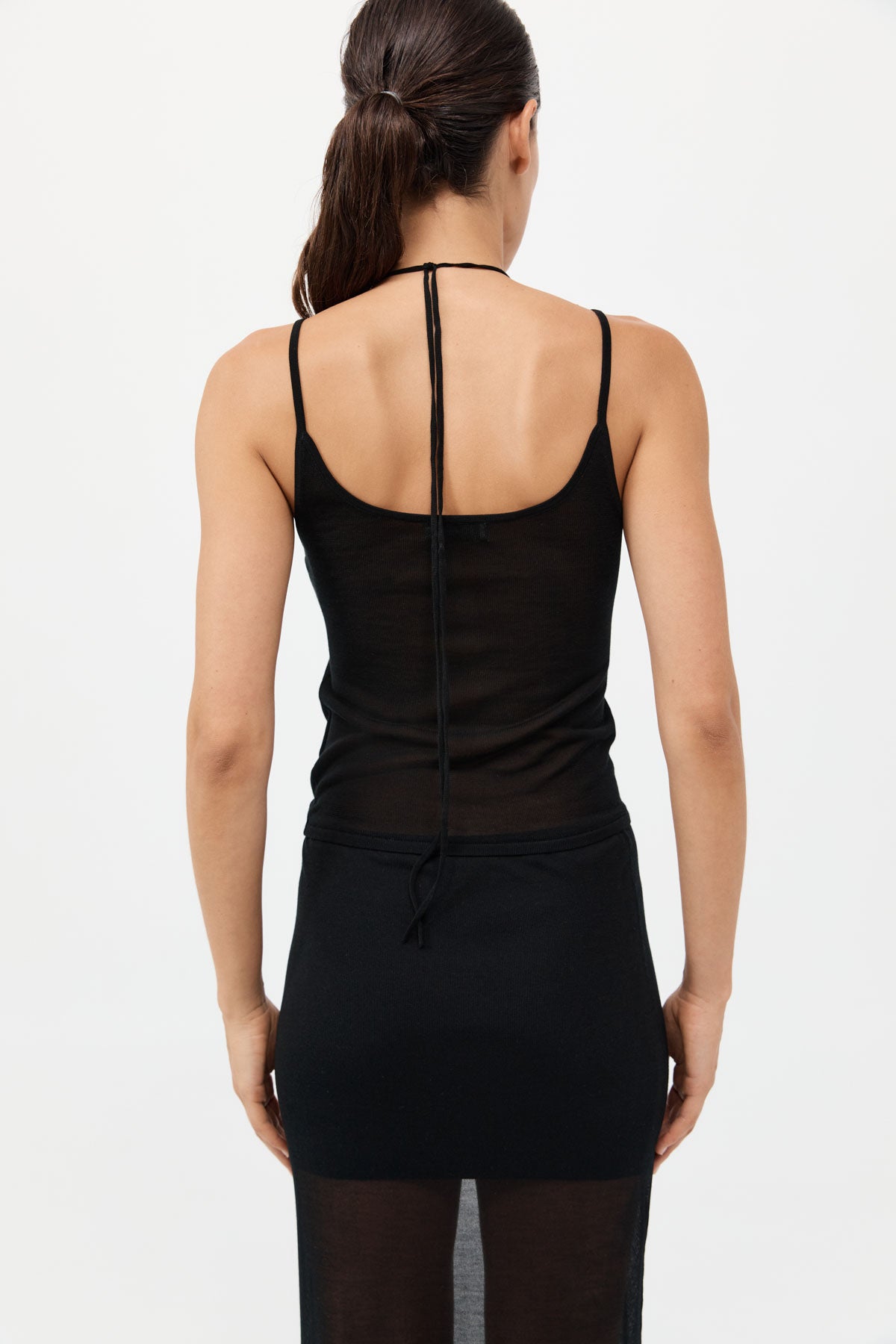 Layered Halter Tank - Black