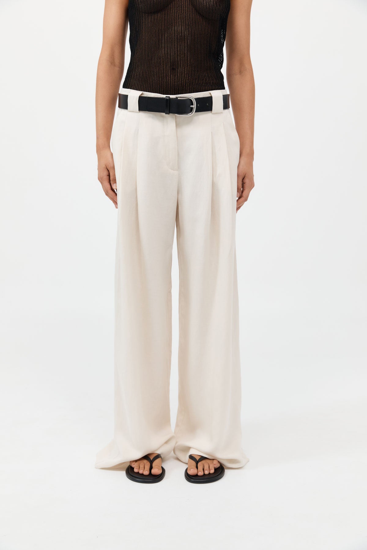 Wide Leg Pleat Pants - Tofu