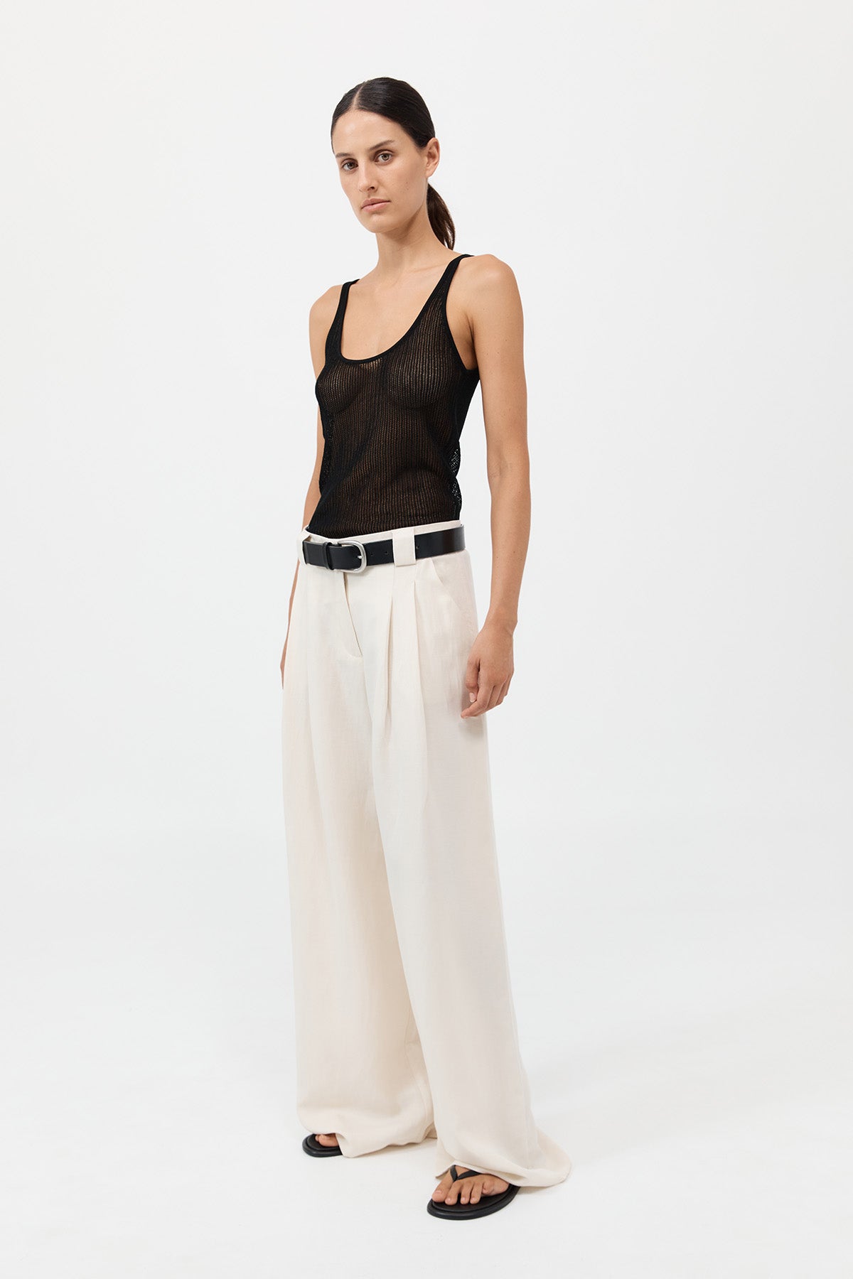 Wide Leg Pleat Pants - Tofu