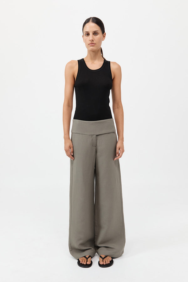 Wide Waistband Pants - Smokey Olive