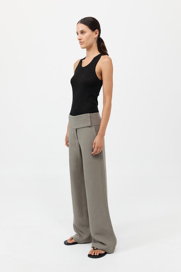 Wide Waistband Pants - Smokey Olive