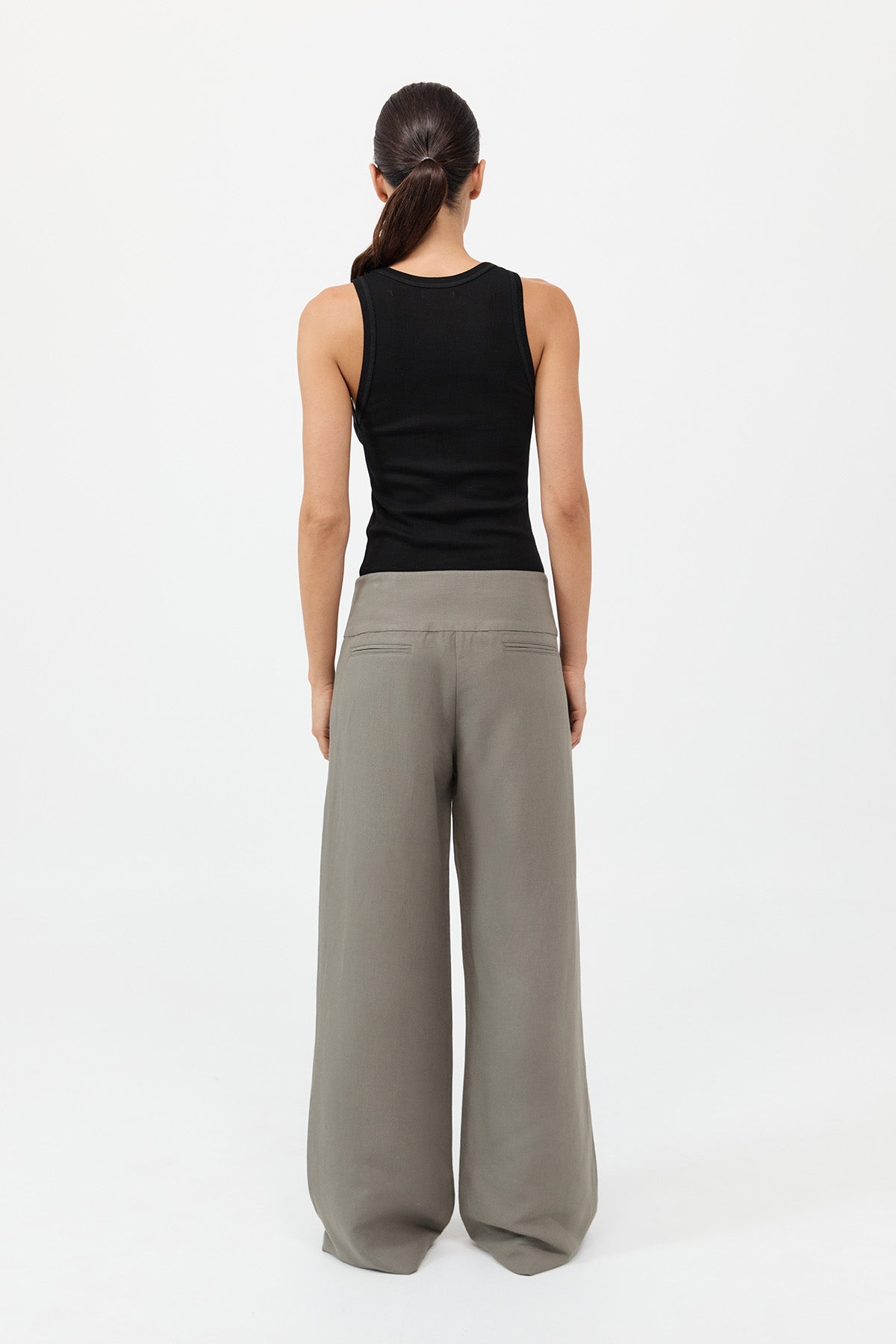 Wide Waistband Pants - Smokey Olive