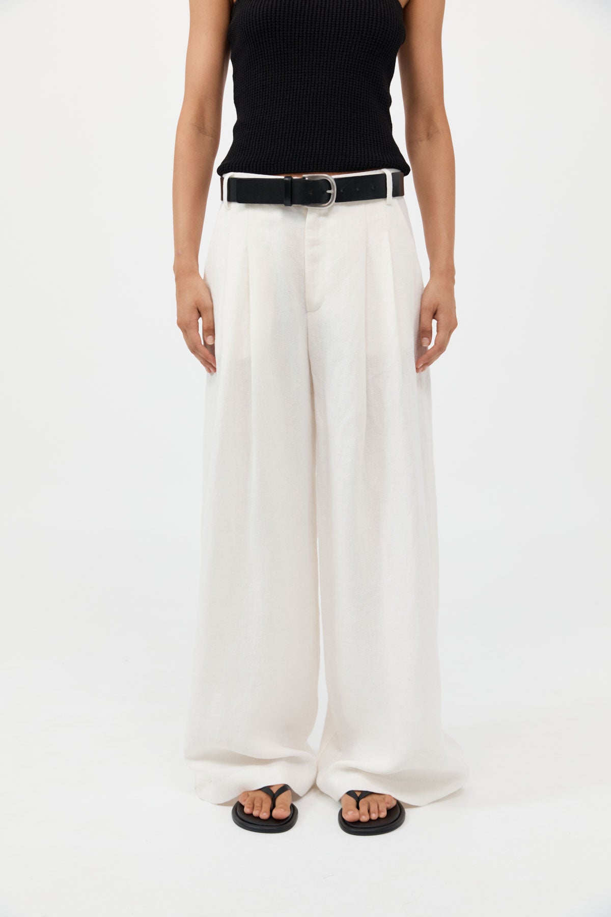 Tailored Linen Pants - Ivory