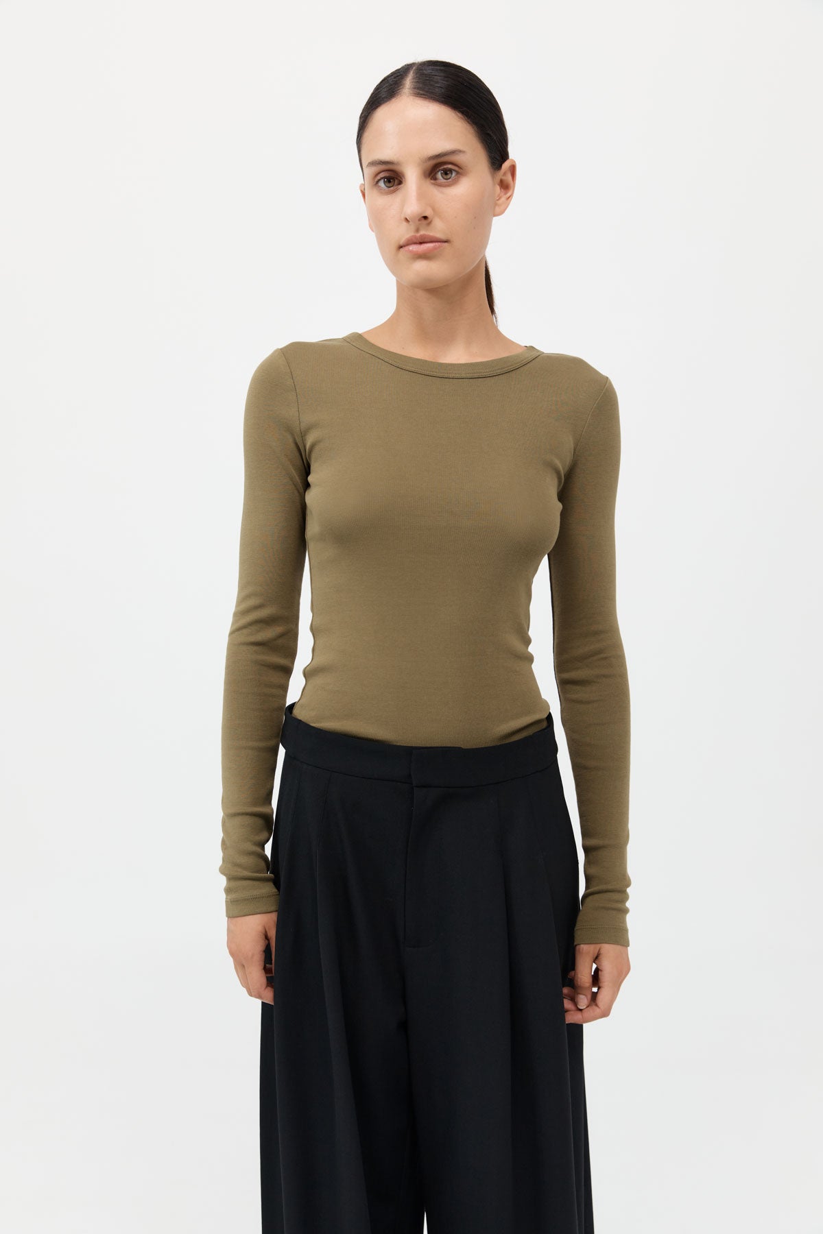 Organic Cotton Long Sleeve Top - Olive