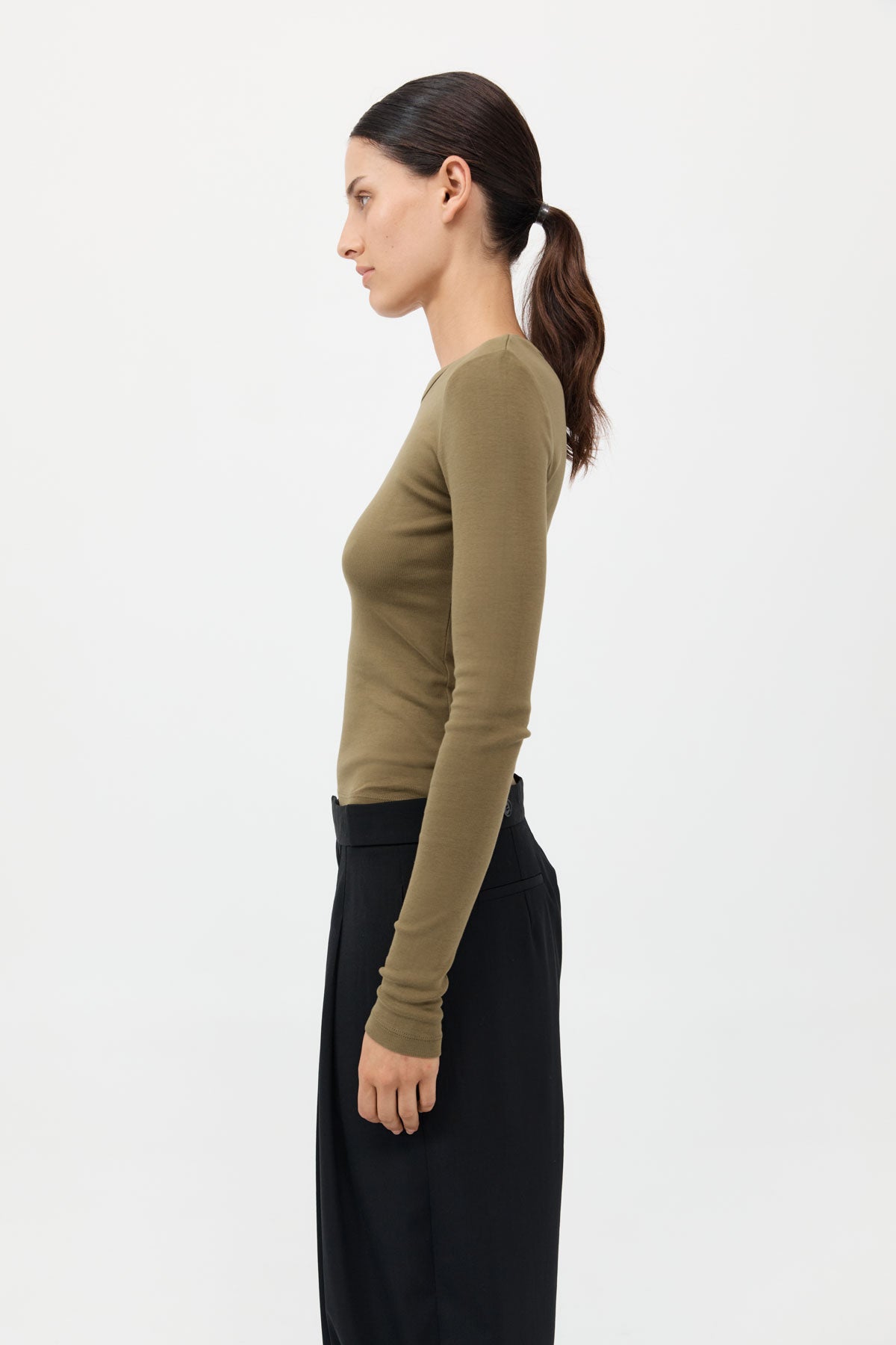 Organic Cotton Long Sleeve Top - Olive