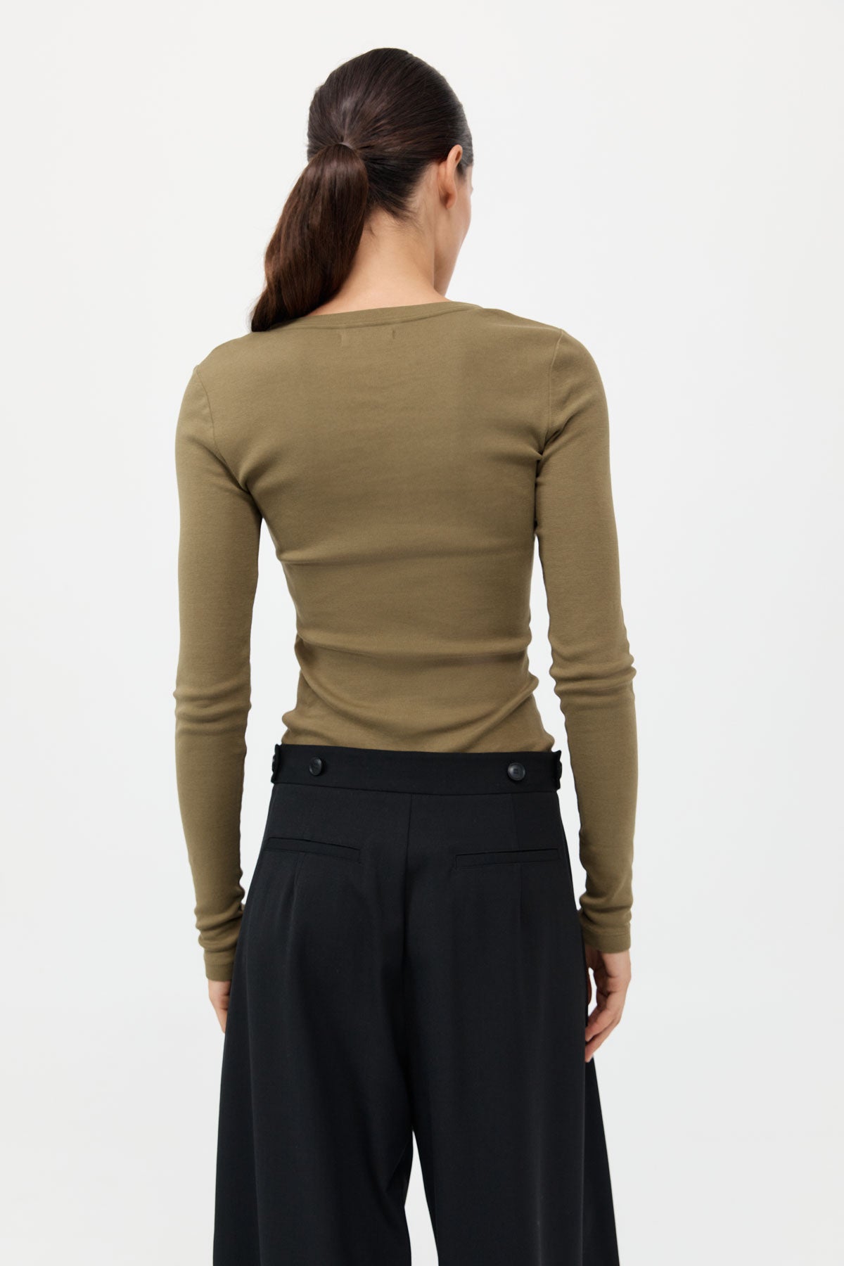 Organic Cotton Long Sleeve Top - Olive