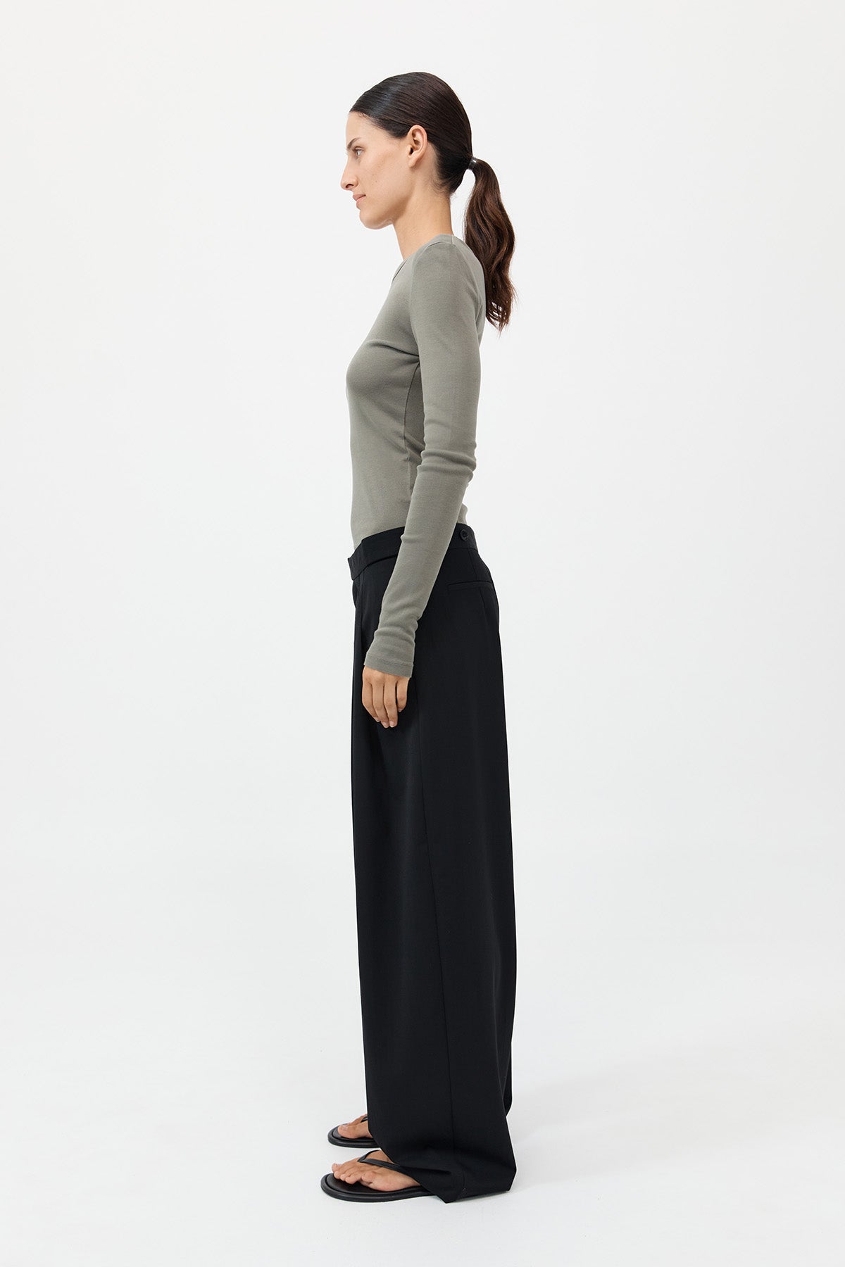 Organic Cotton Long Sleeve Top - Smokey Olive