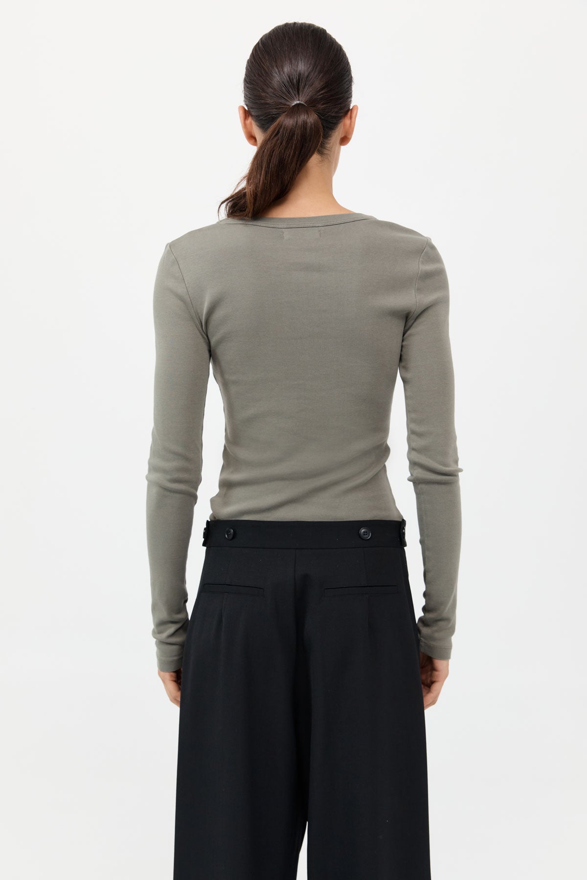 Organic Cotton Long Sleeve Top - Smokey Olive