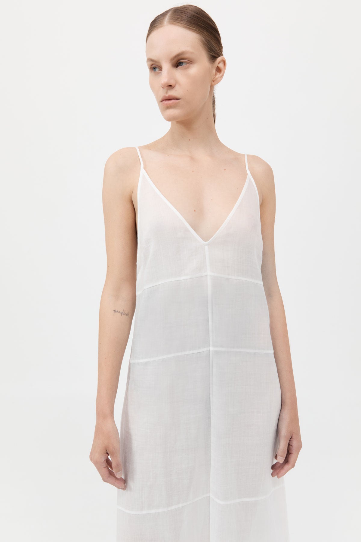 Semi Sheer Patchwork Dress - Salt