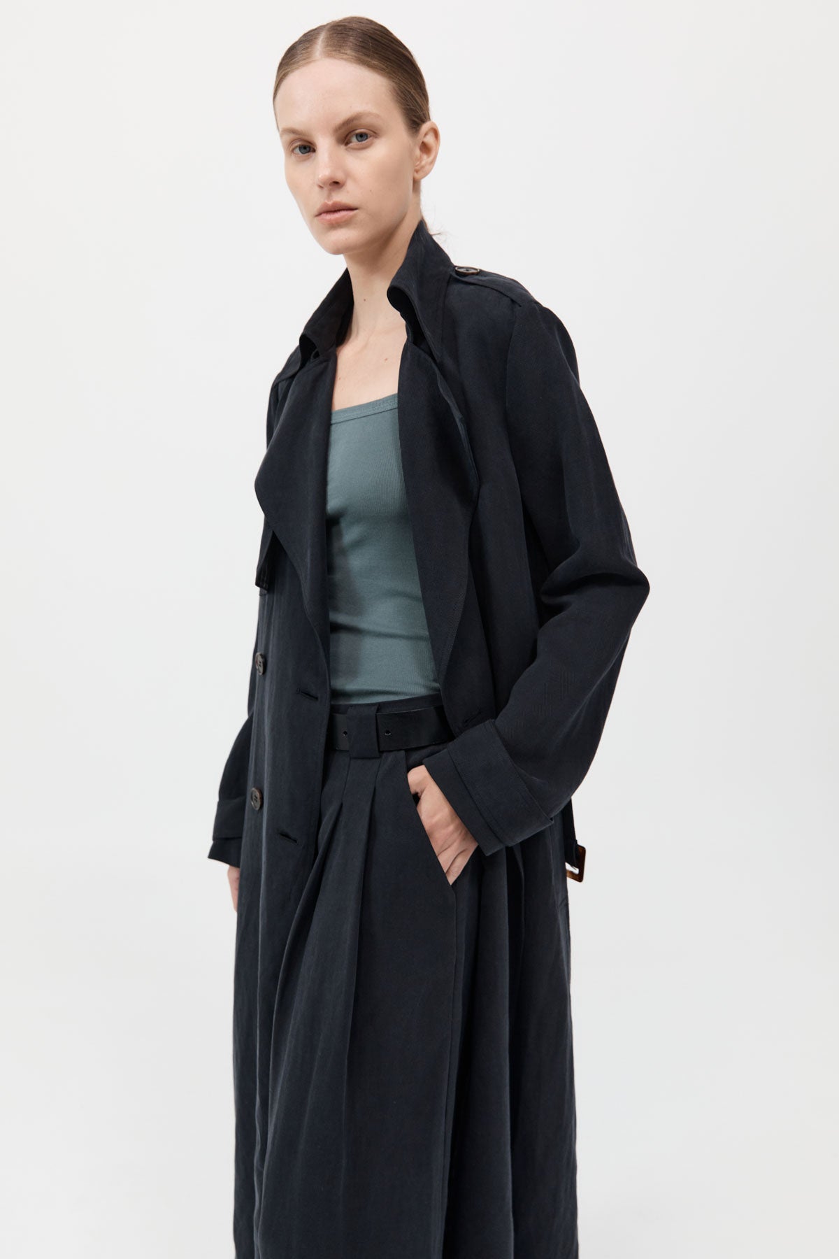 Soft Tailored Trench - Black