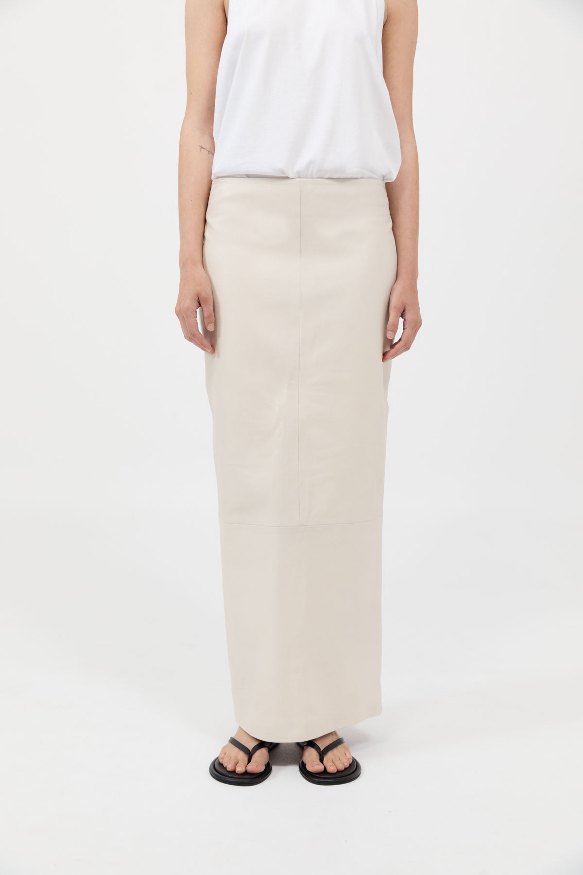 Leather Column Skirt - Tofu
