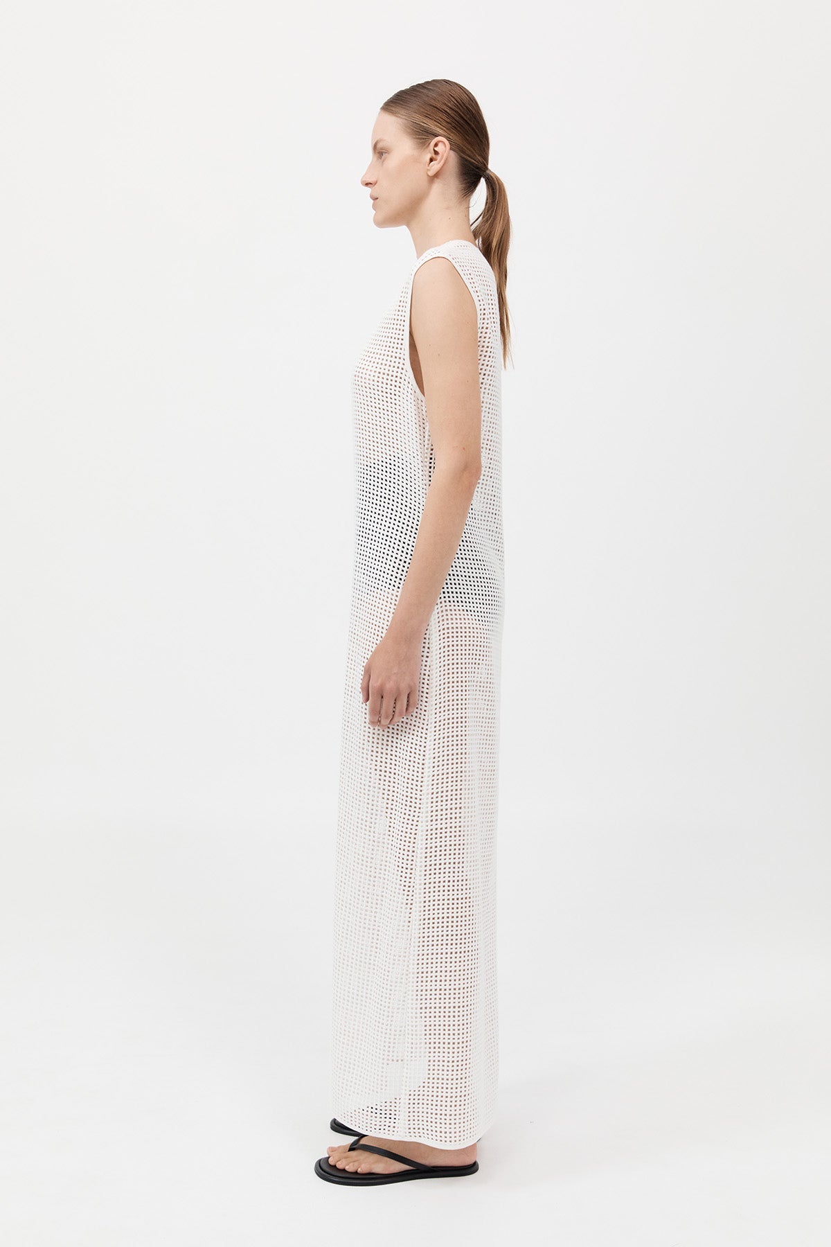 Cotton Grid Dress - White