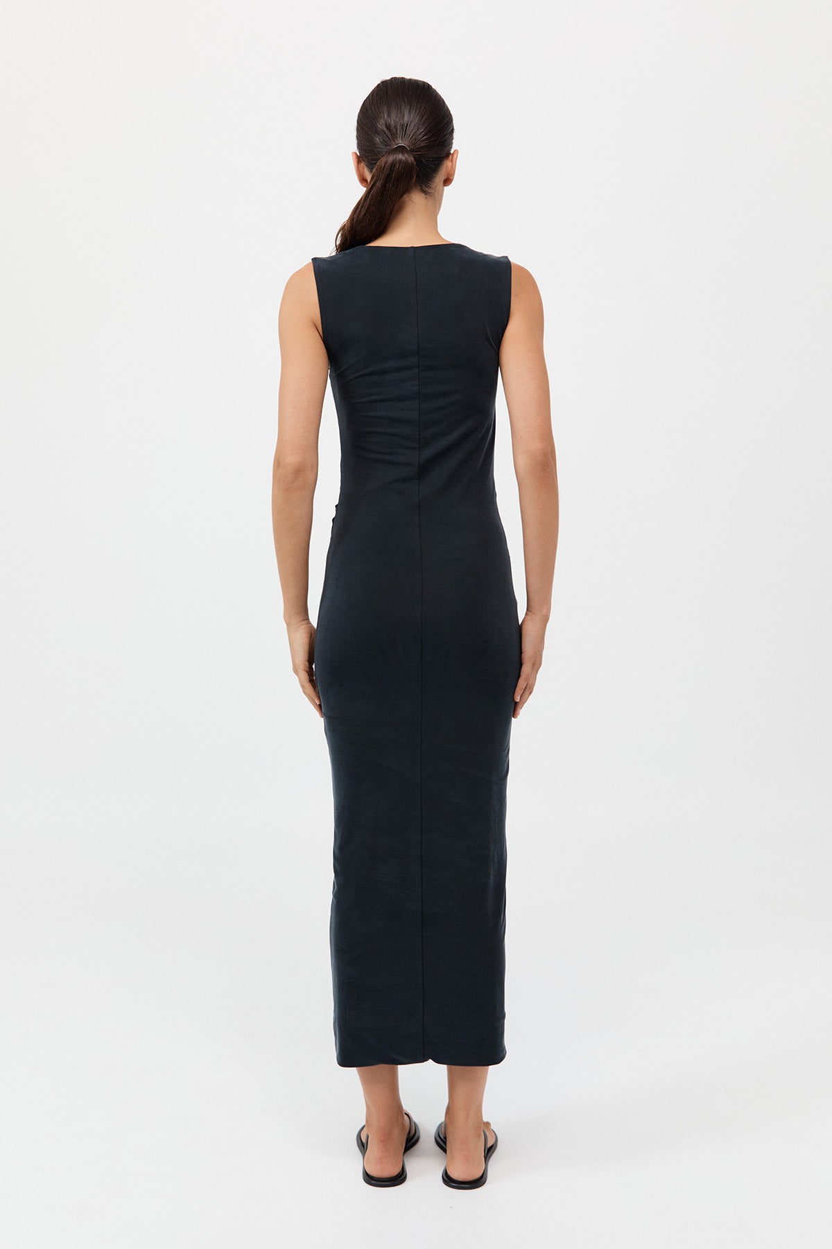 Cupro Jersey Drape Dress - Black