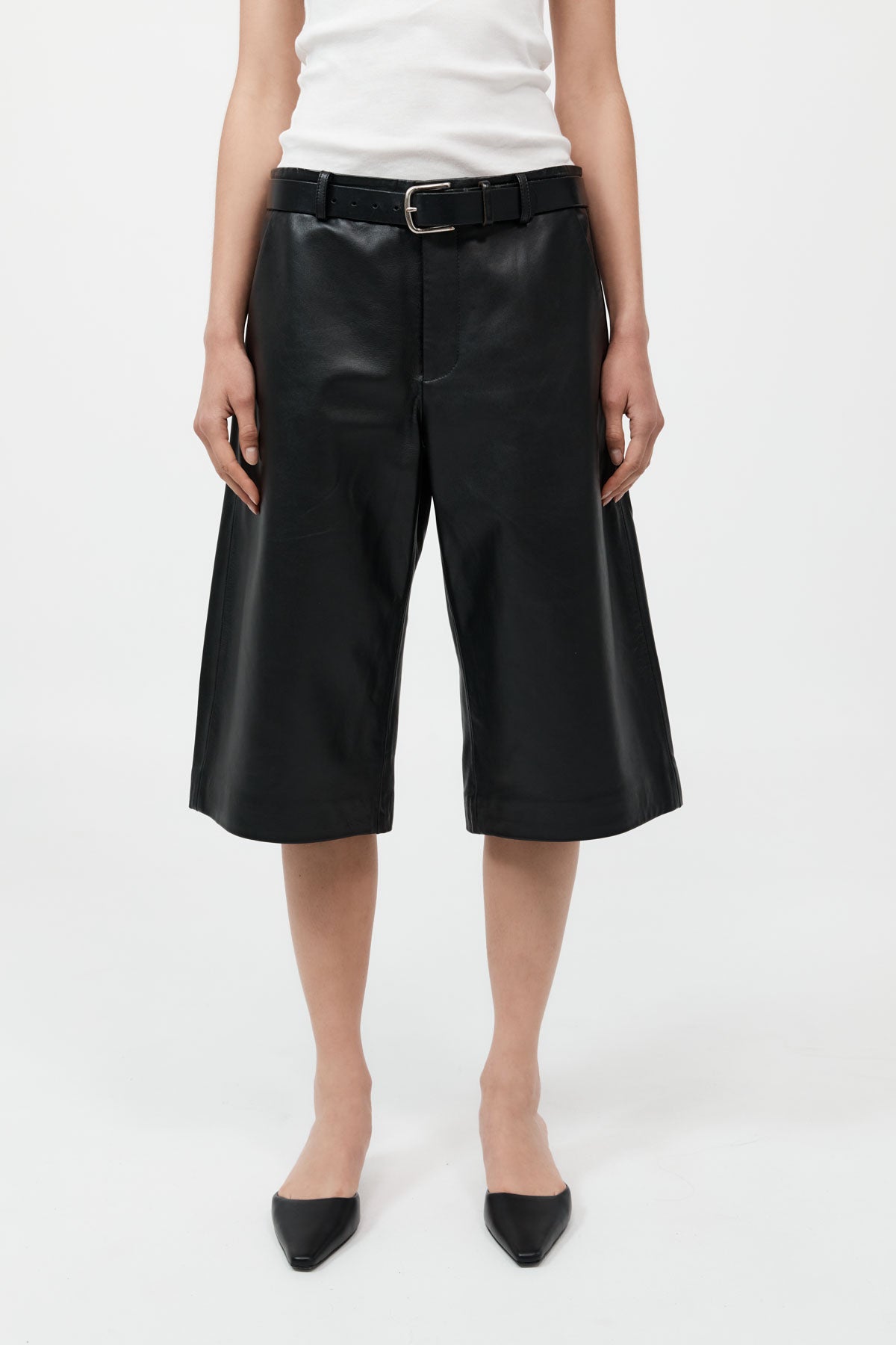 Leather Bermuda Shorts - Black