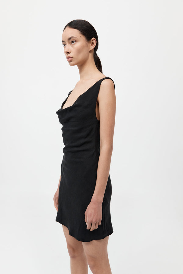 Double Drape Mini Dress - Black