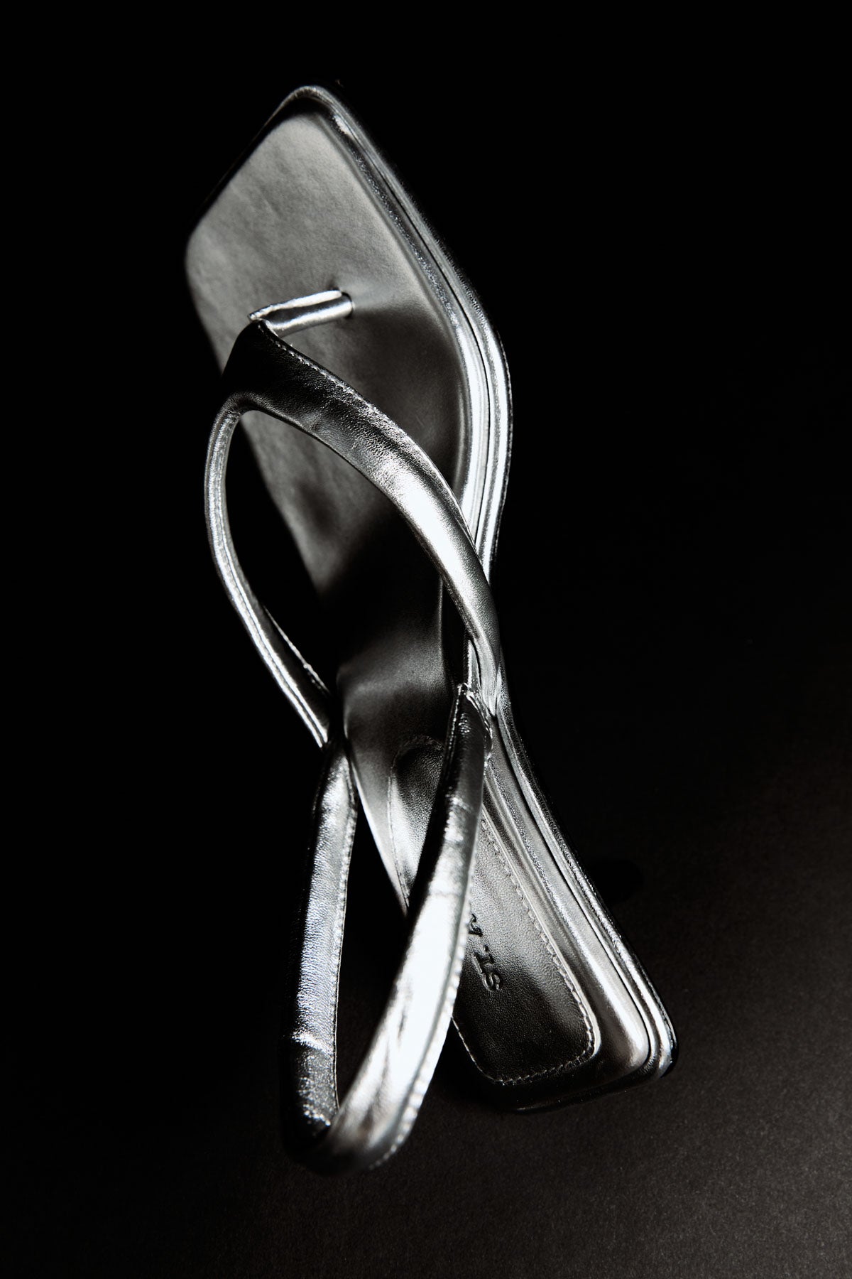 Sling Back Thong Heel - Silver