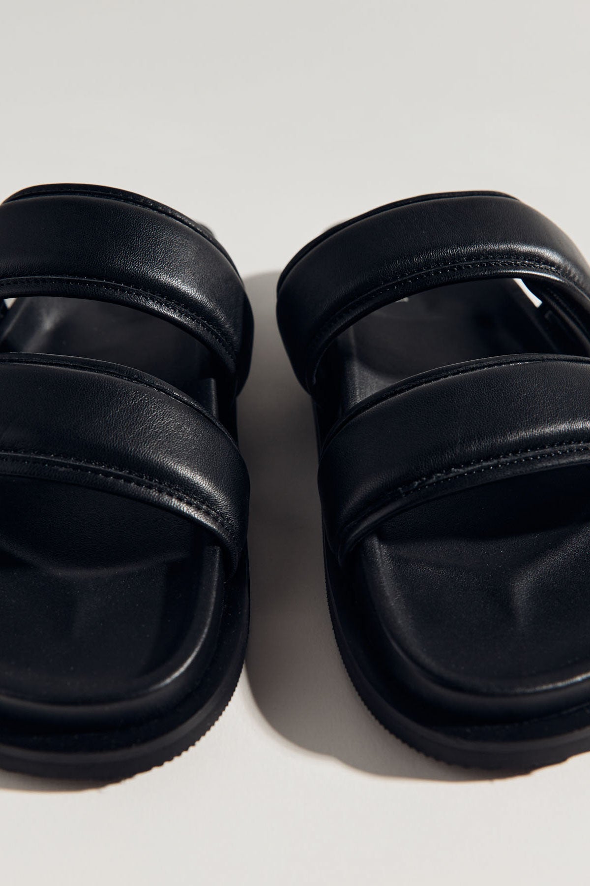 Quilted Leather Slide - Black