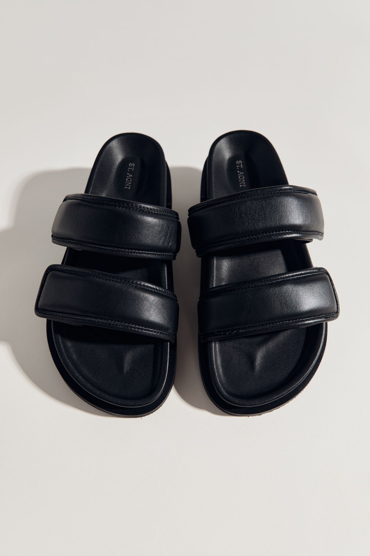 Quilted Leather Slide - Black