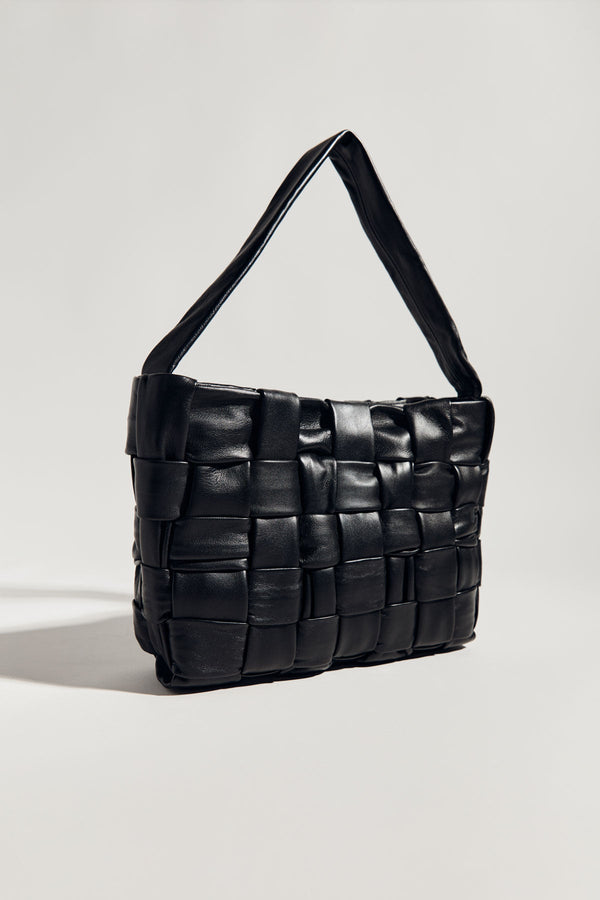 PRE-ORDER: Textured Mini Woven Tote - Black