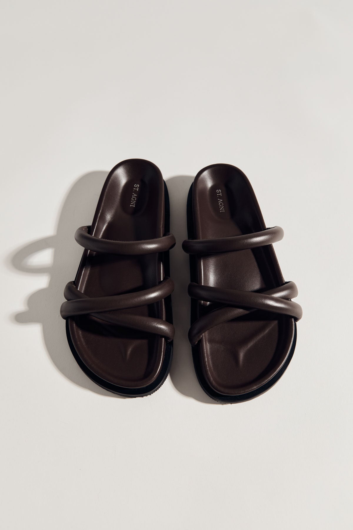 Soft Cross Strap Slide - Chocolate