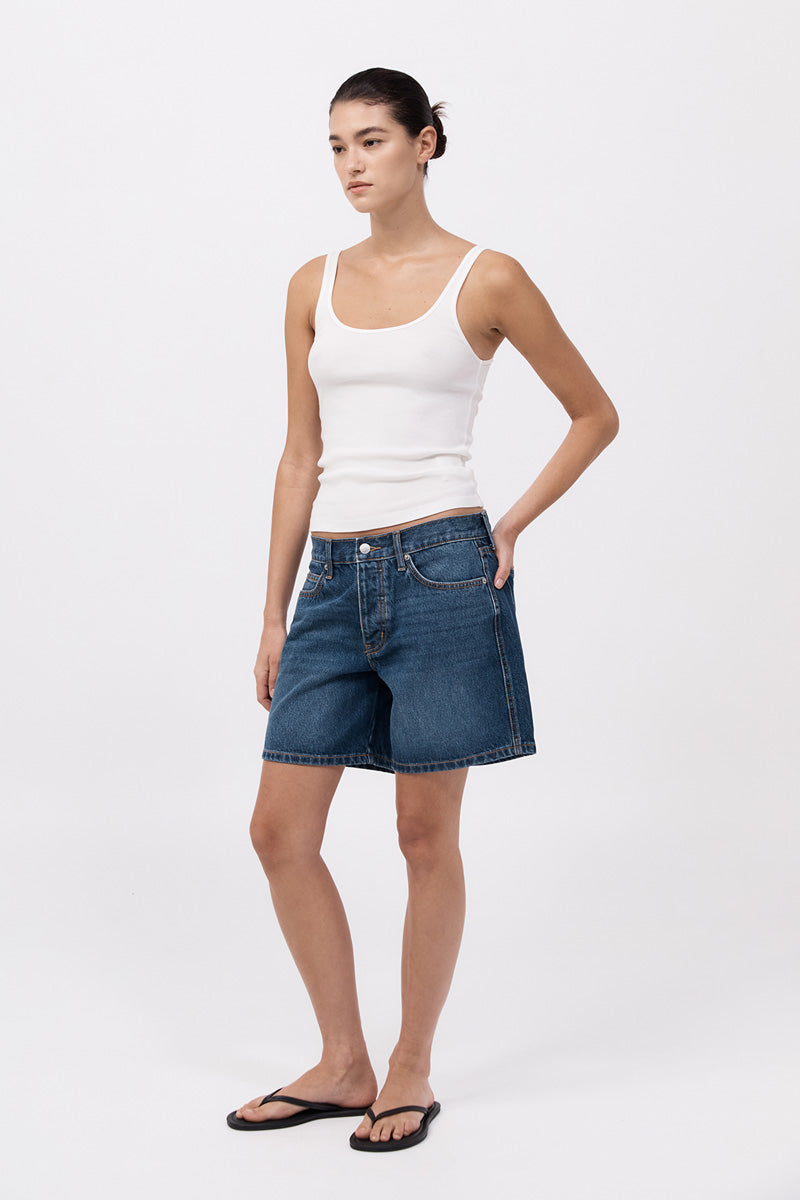 Denim Mid Rise Shorts - Indigo