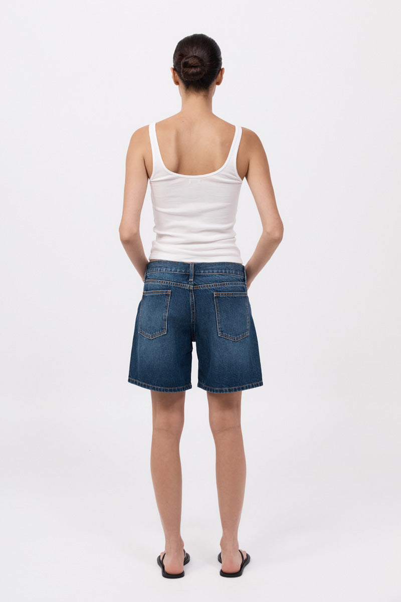 Denim Mid Rise Shorts - Indigo