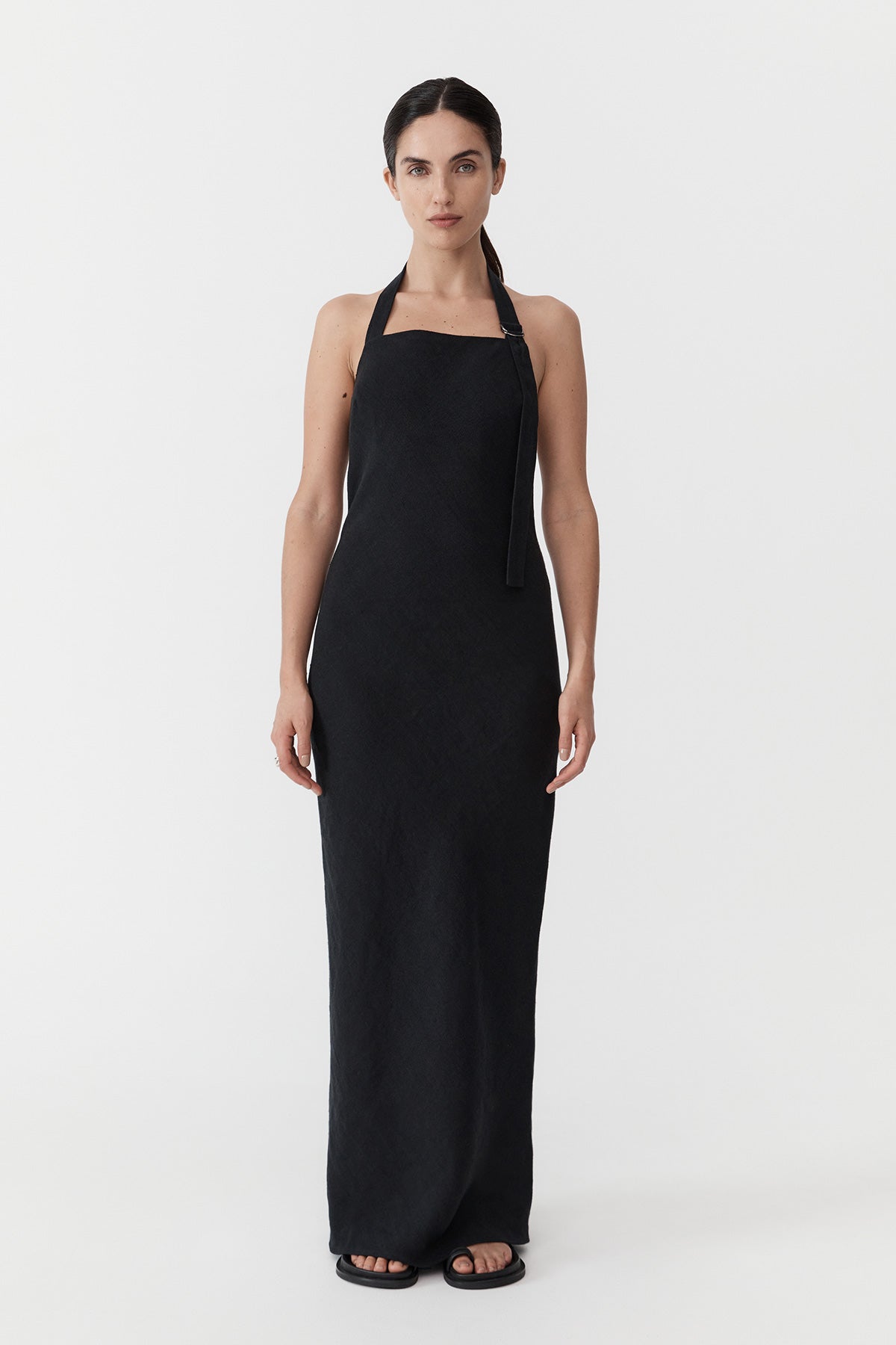 St. Agni | Linen Bias Maxi Dress - Black
