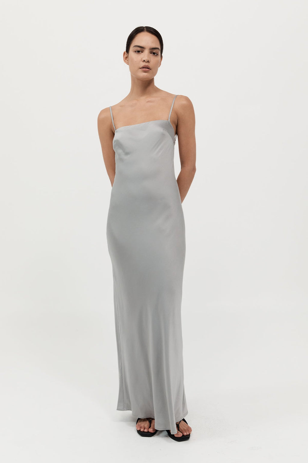 St Agni Low Back Slip Dress - Silver