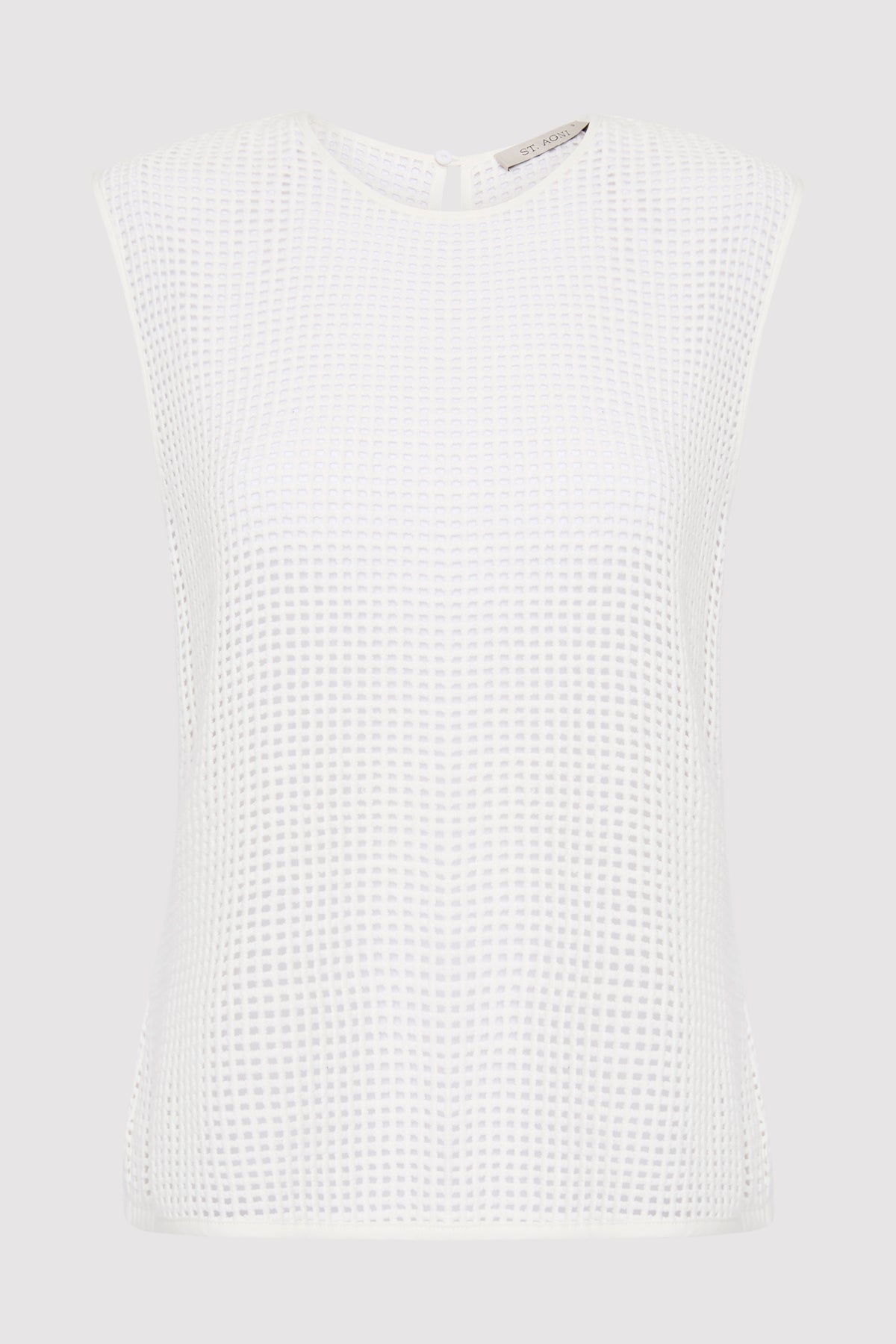 Cotton Grid Shell Top - White