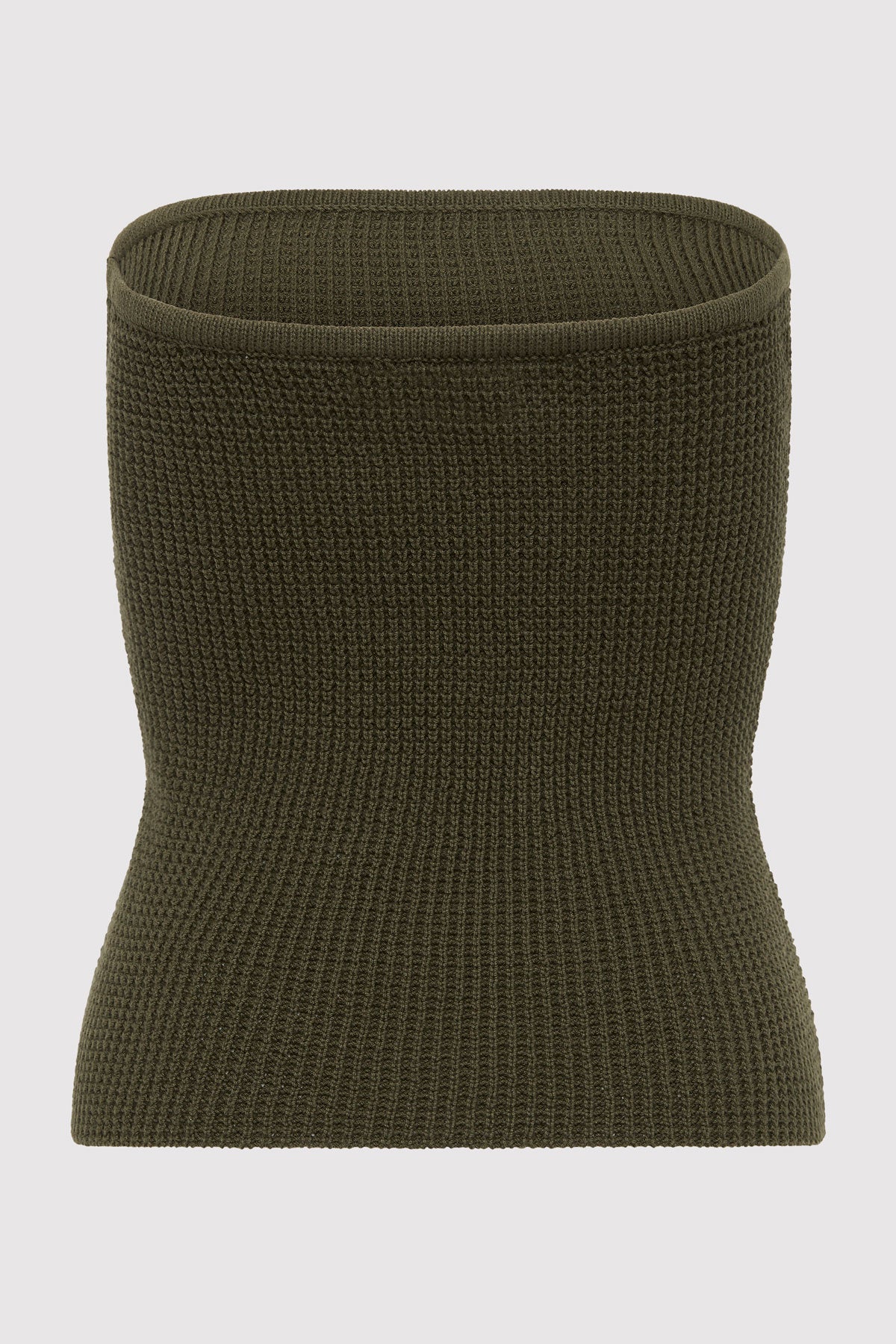 Textured Knit Strapless Top - Khaki