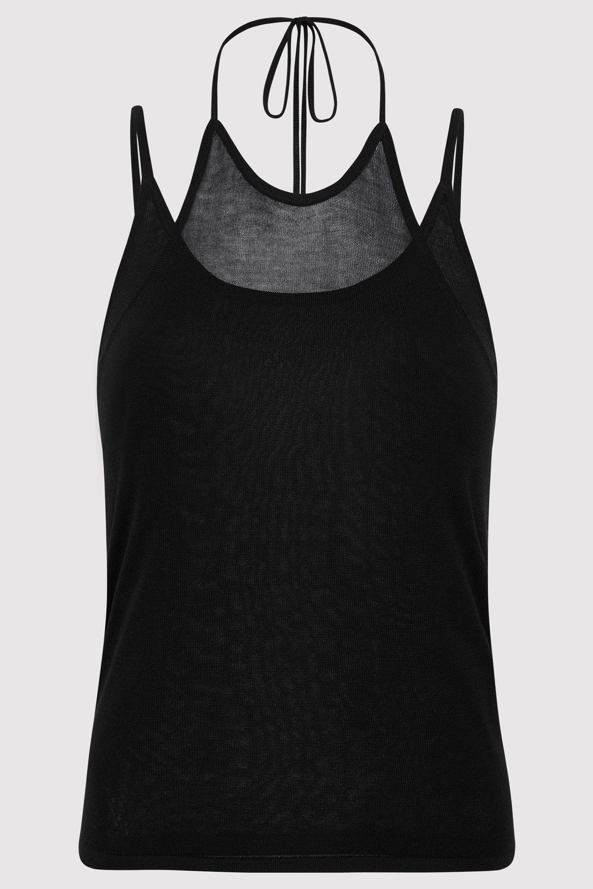 Layered Halter Tank - Black