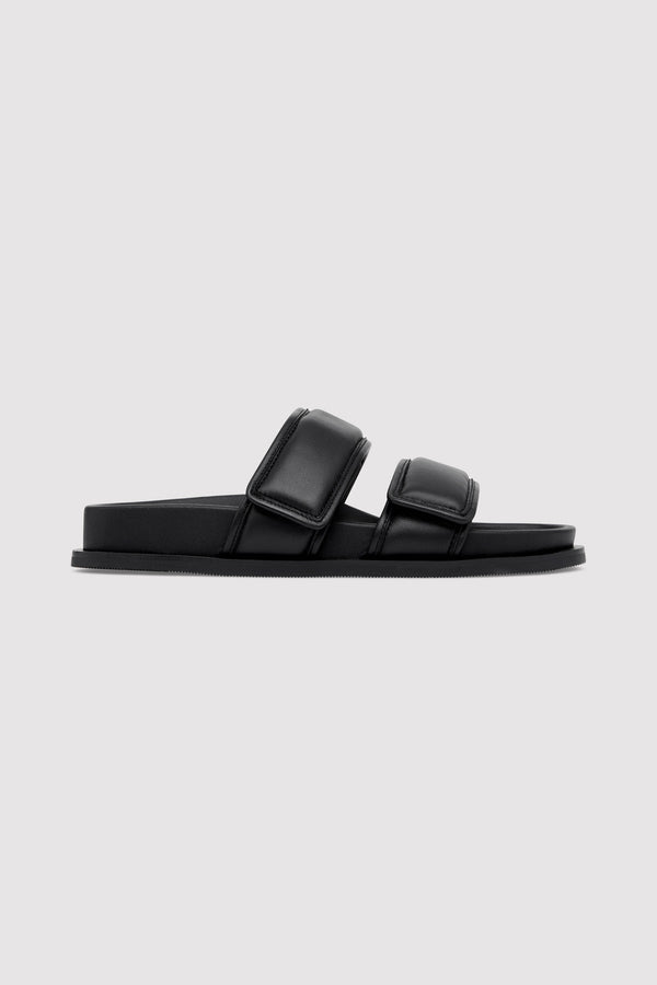 Quilted Leather Slide - Black