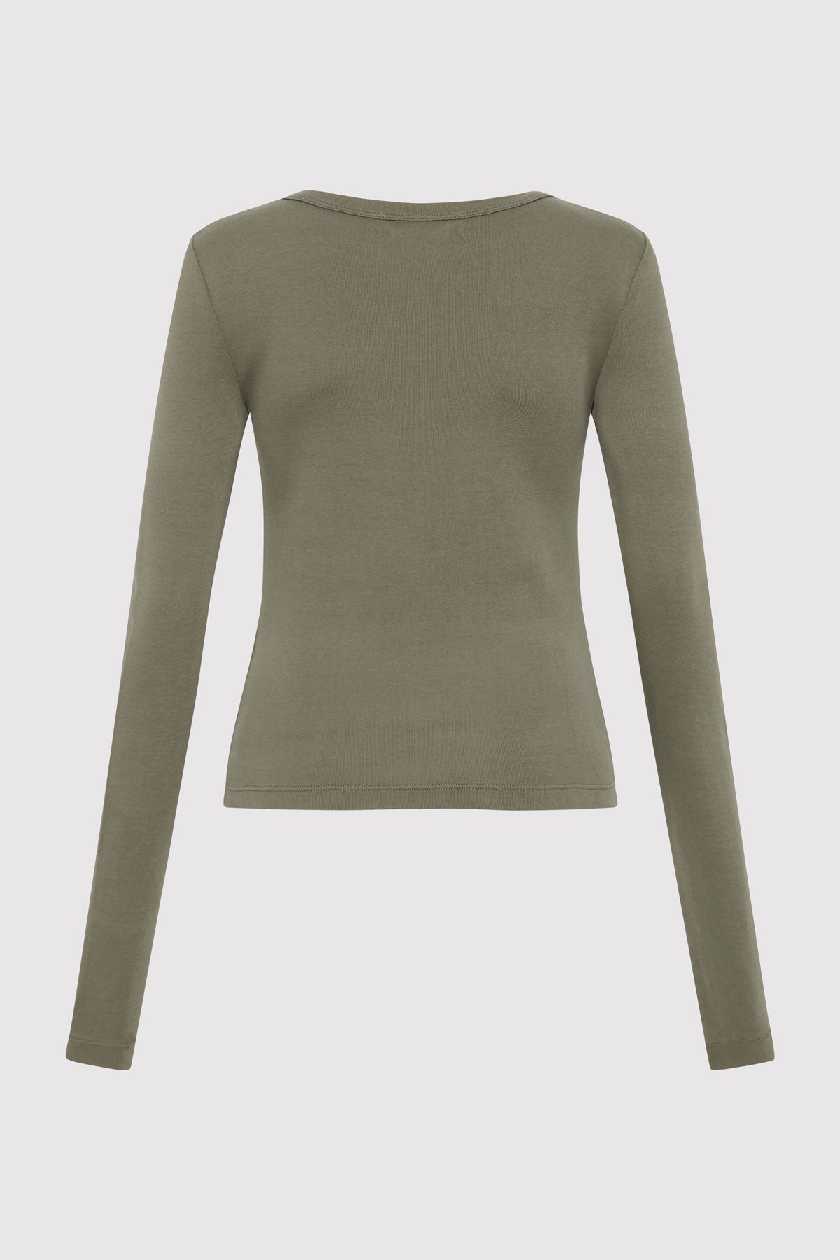 Organic Cotton Long Sleeve Top - Smokey Olive