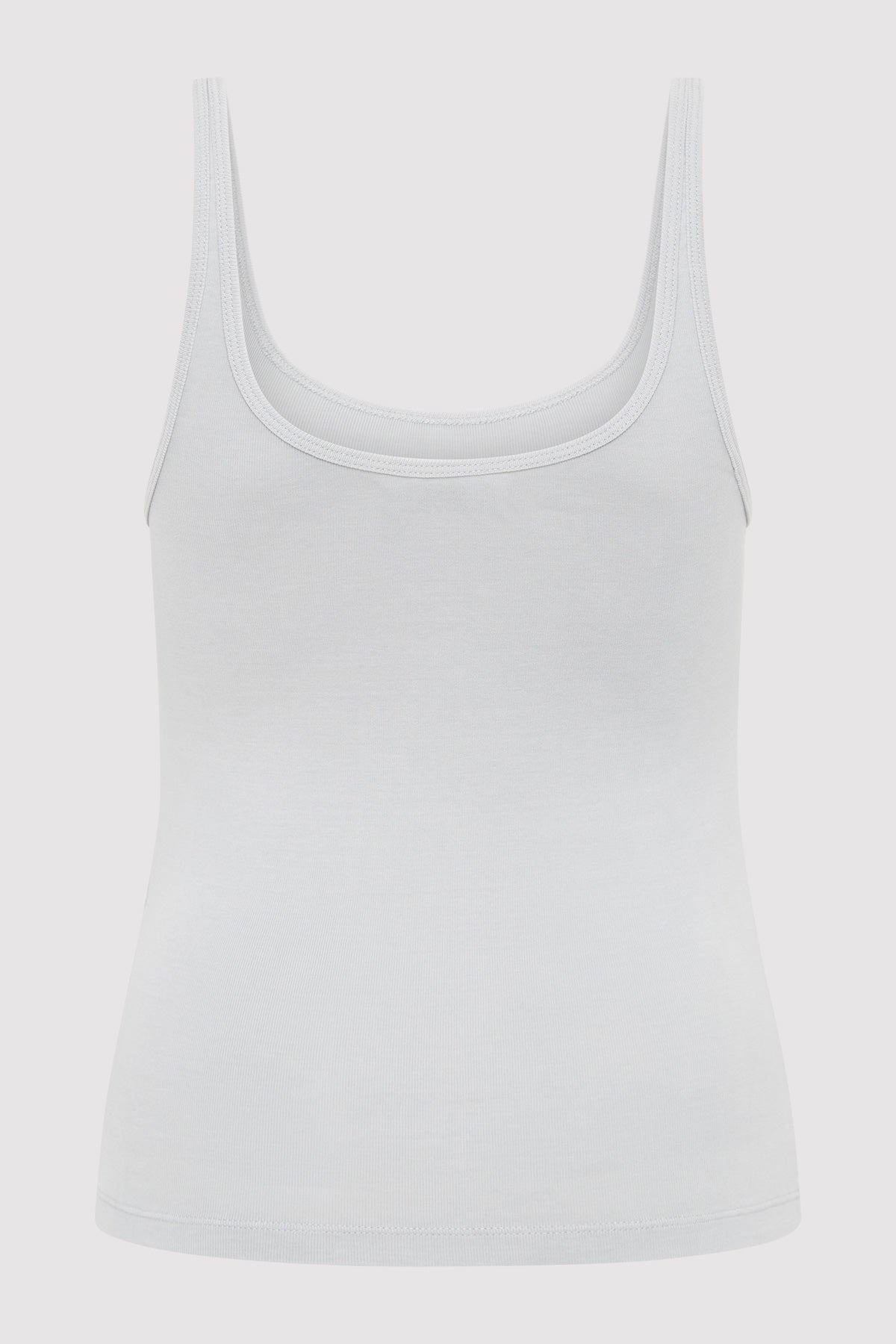 Organic Cotton Slim Scoop Tank - Silver