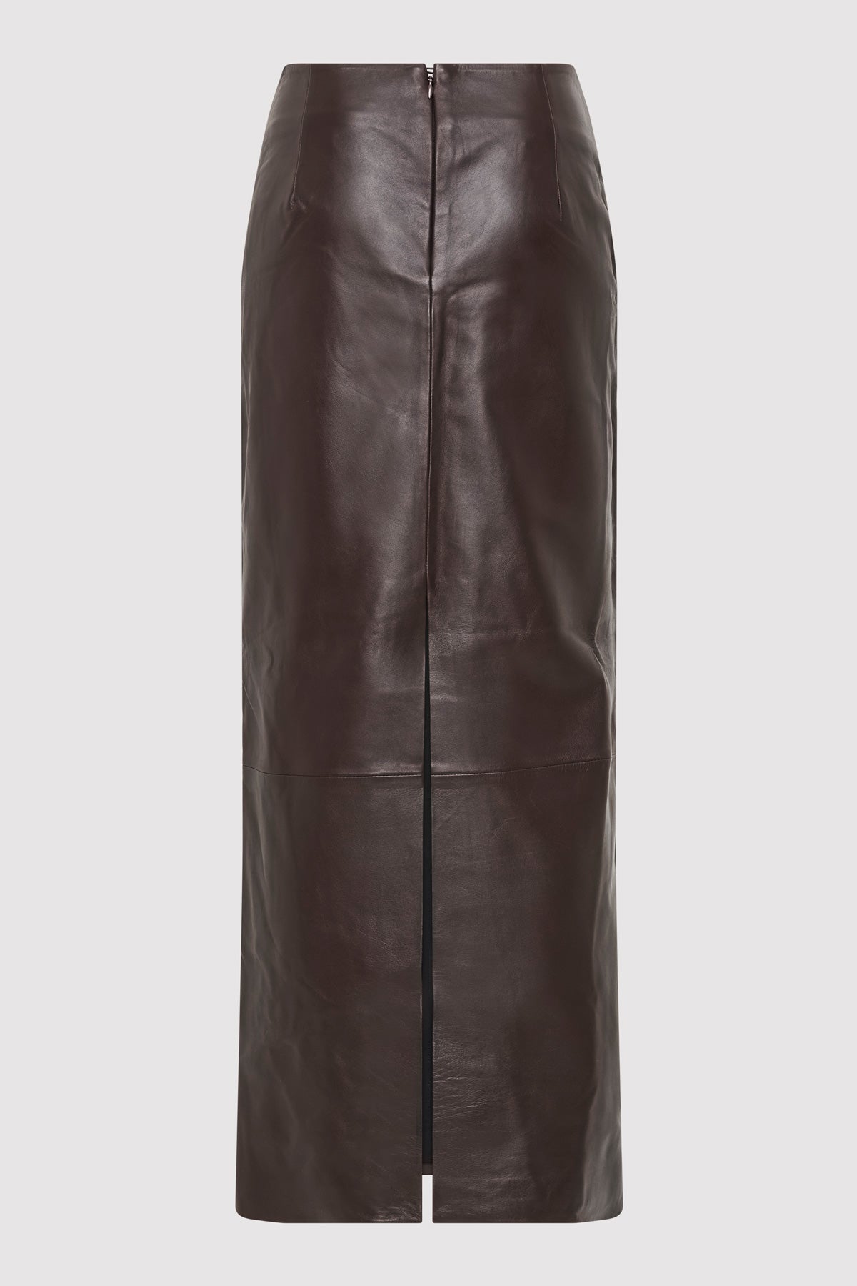 Leather Column Skirt - Chocolate