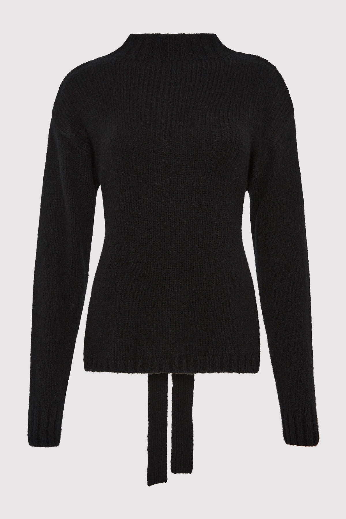 Wool Cashmere Blend Tie Back Jumper - Black