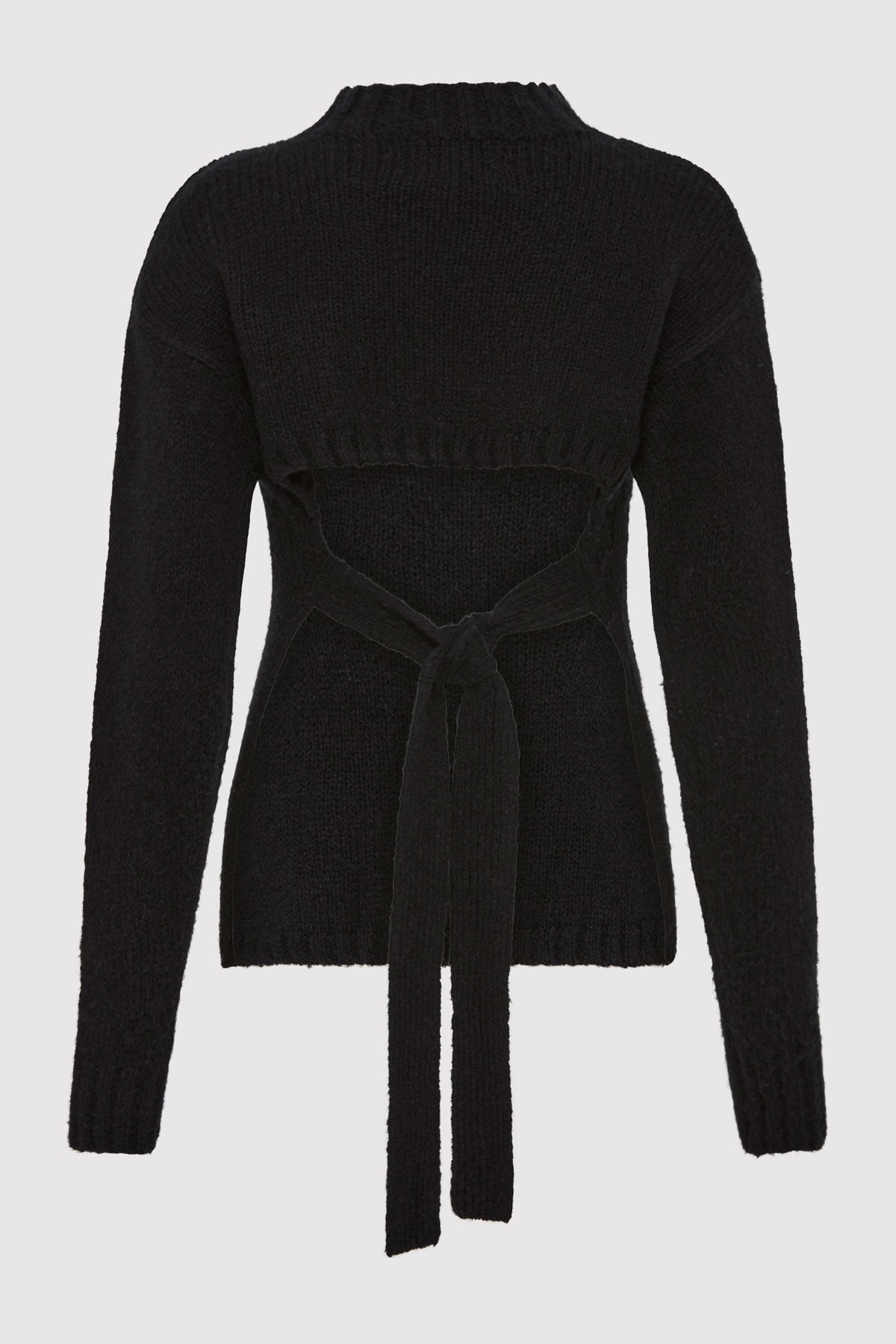 St. Agni | Wool Cashmere Blend Tie Back Jumper - Black