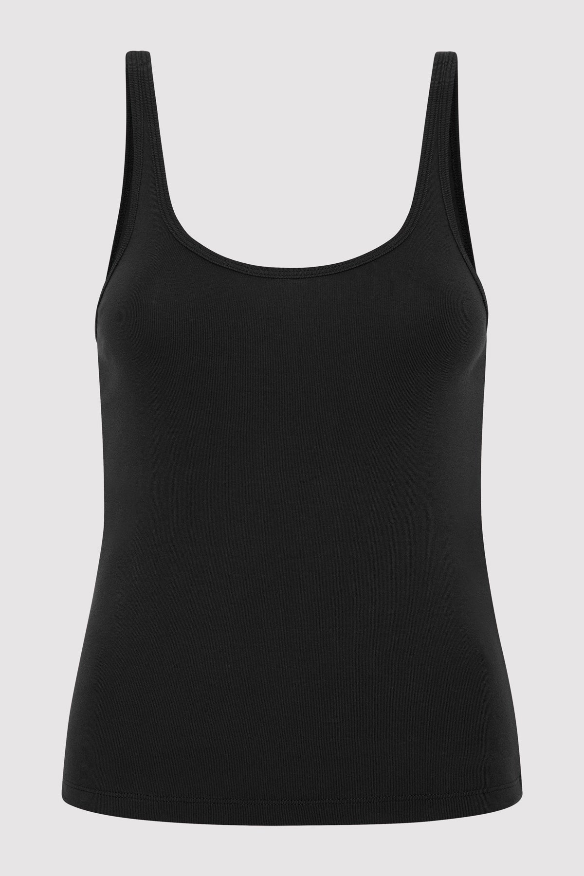 Organic Cotton Slim Scoop Tank - Jet Black